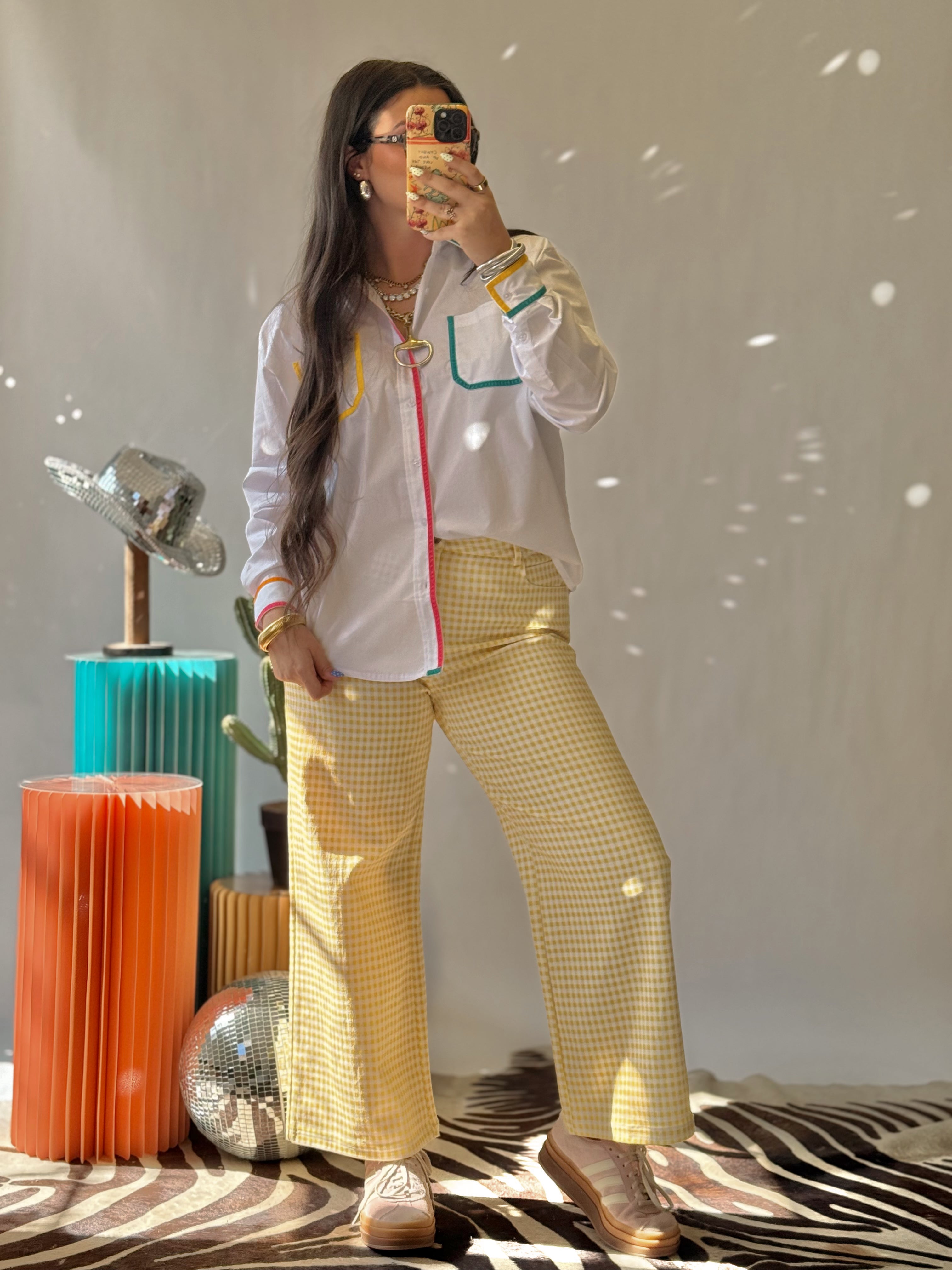 The Colorline Velvet Button Down