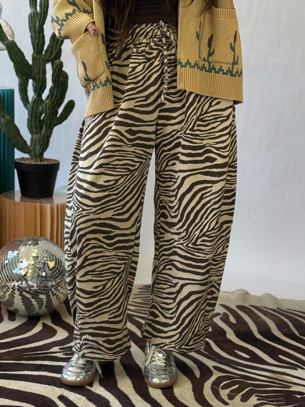 The Wild Instinct Zebra Barrel Sweatpants
