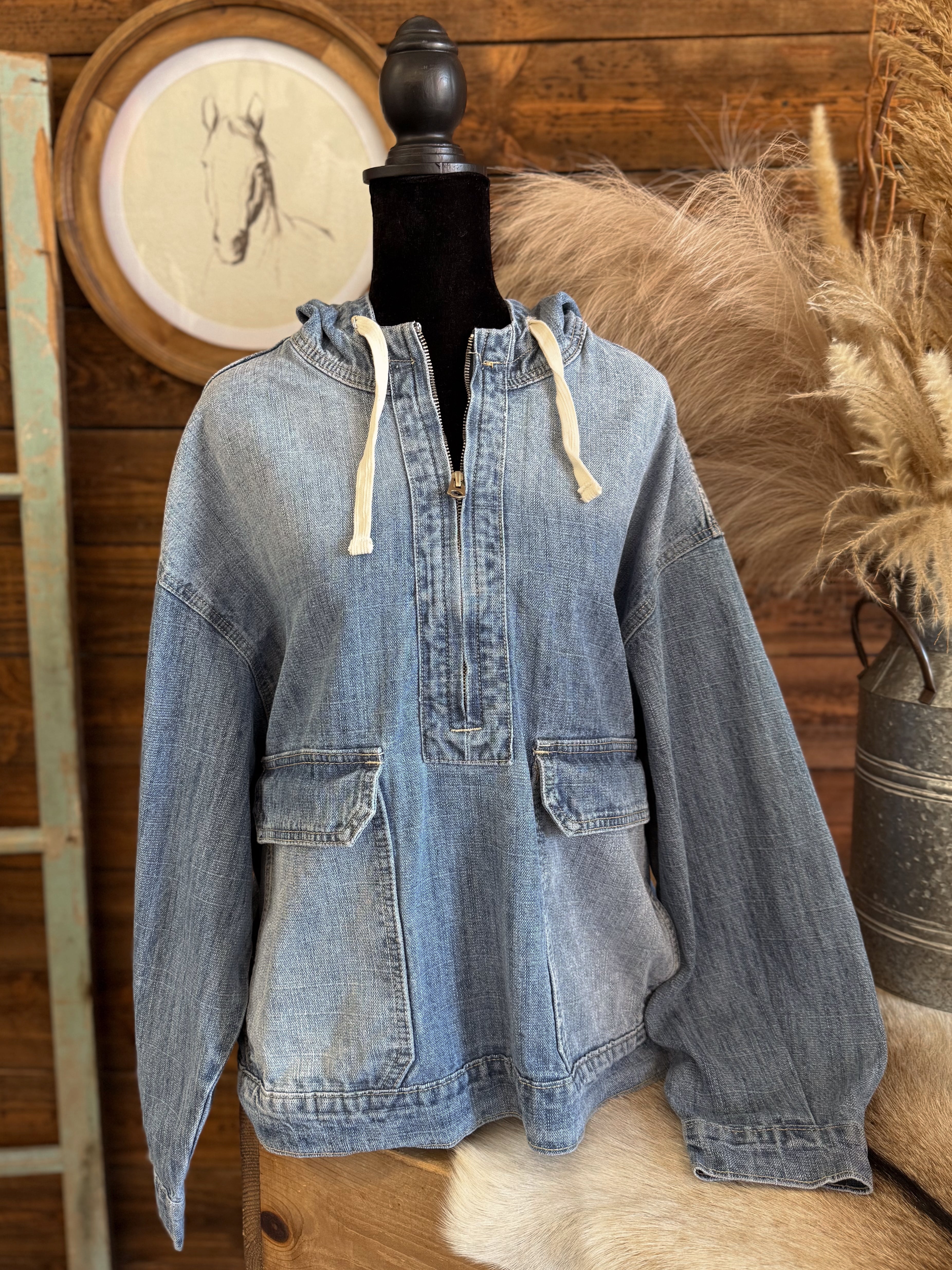 The Devan Denim Quarter Zip Jacket