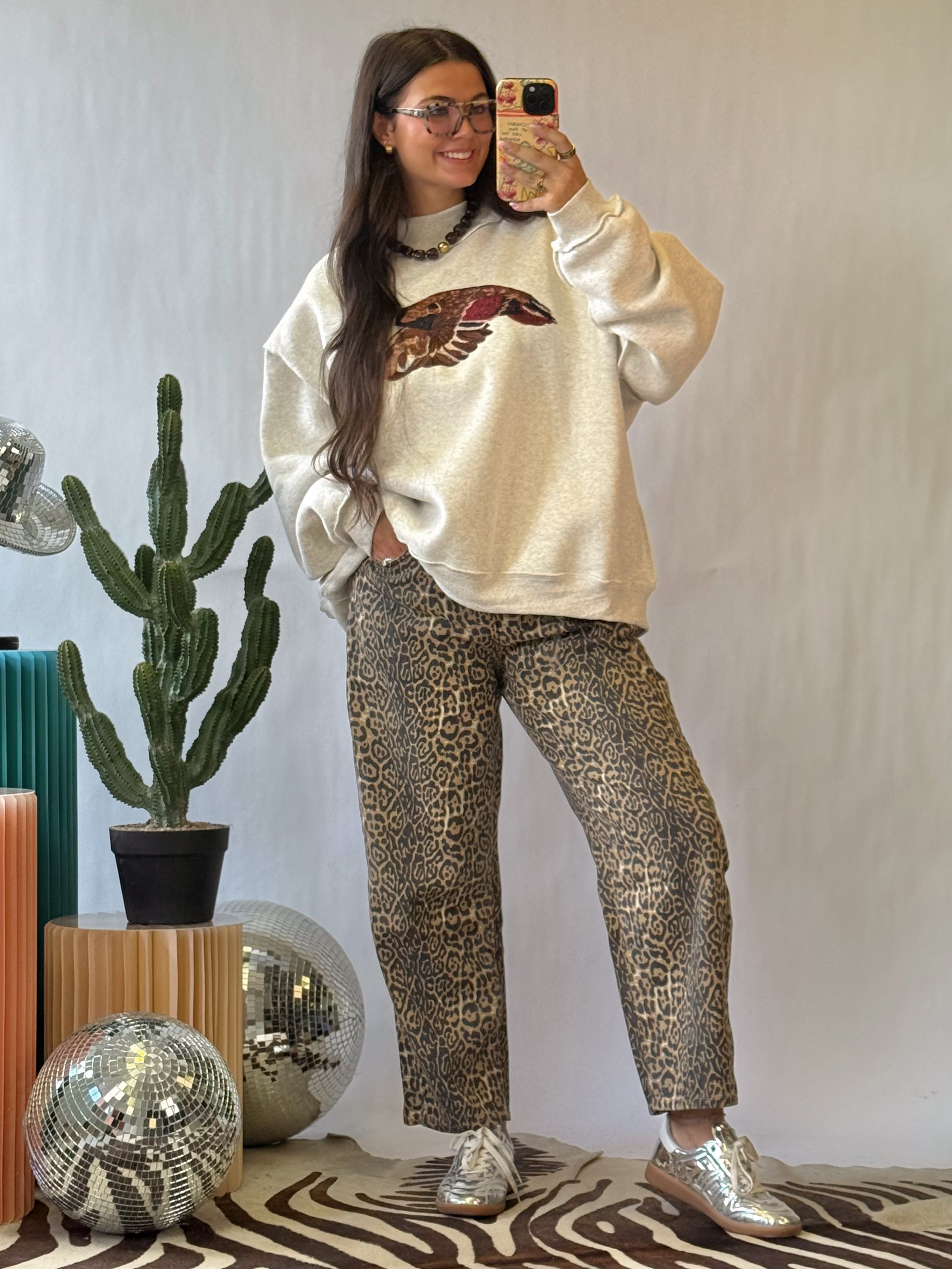 The Wild Side Leopard Barrel Jeans