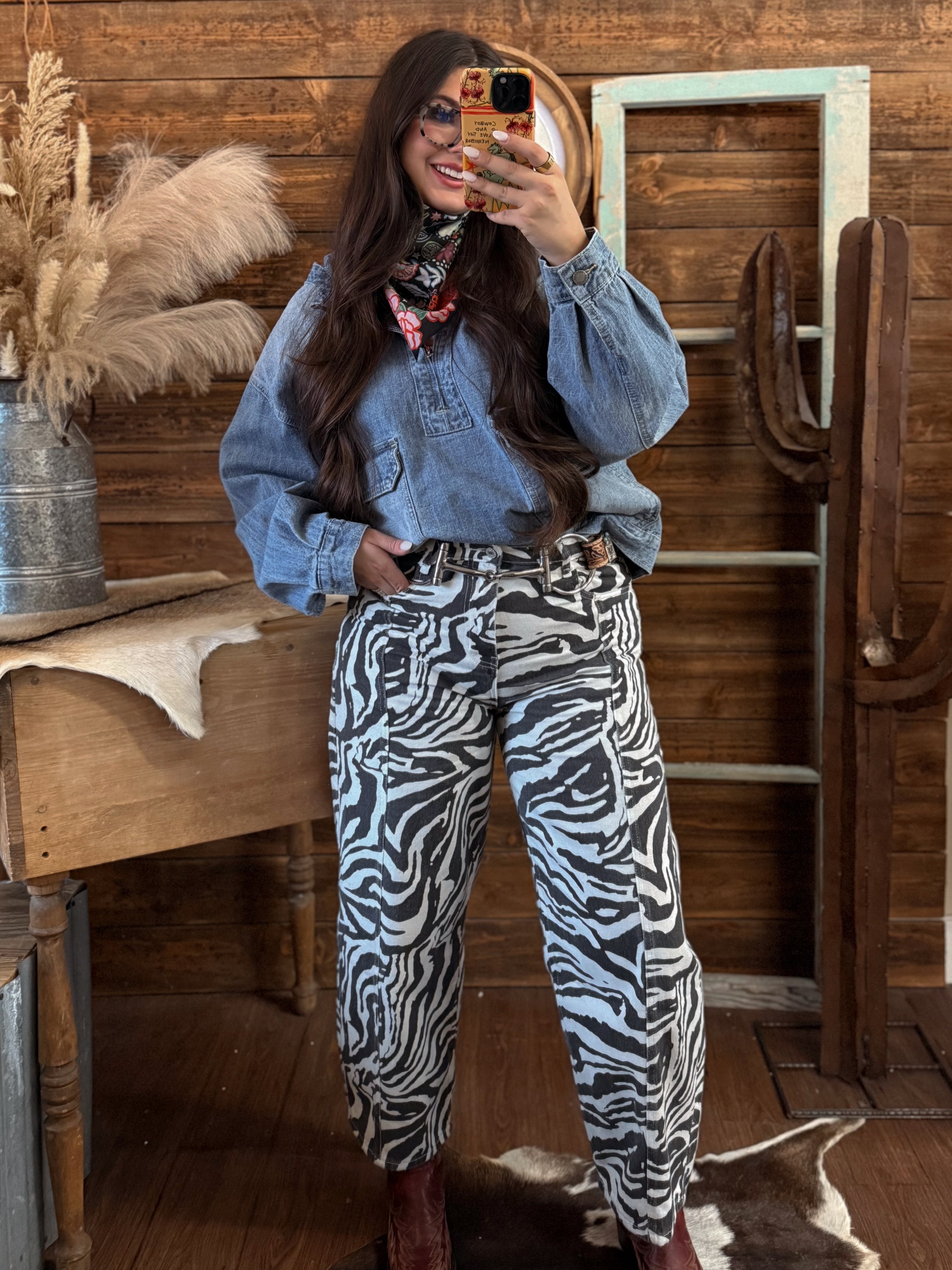 The Lauren Zebra Barrel Pants