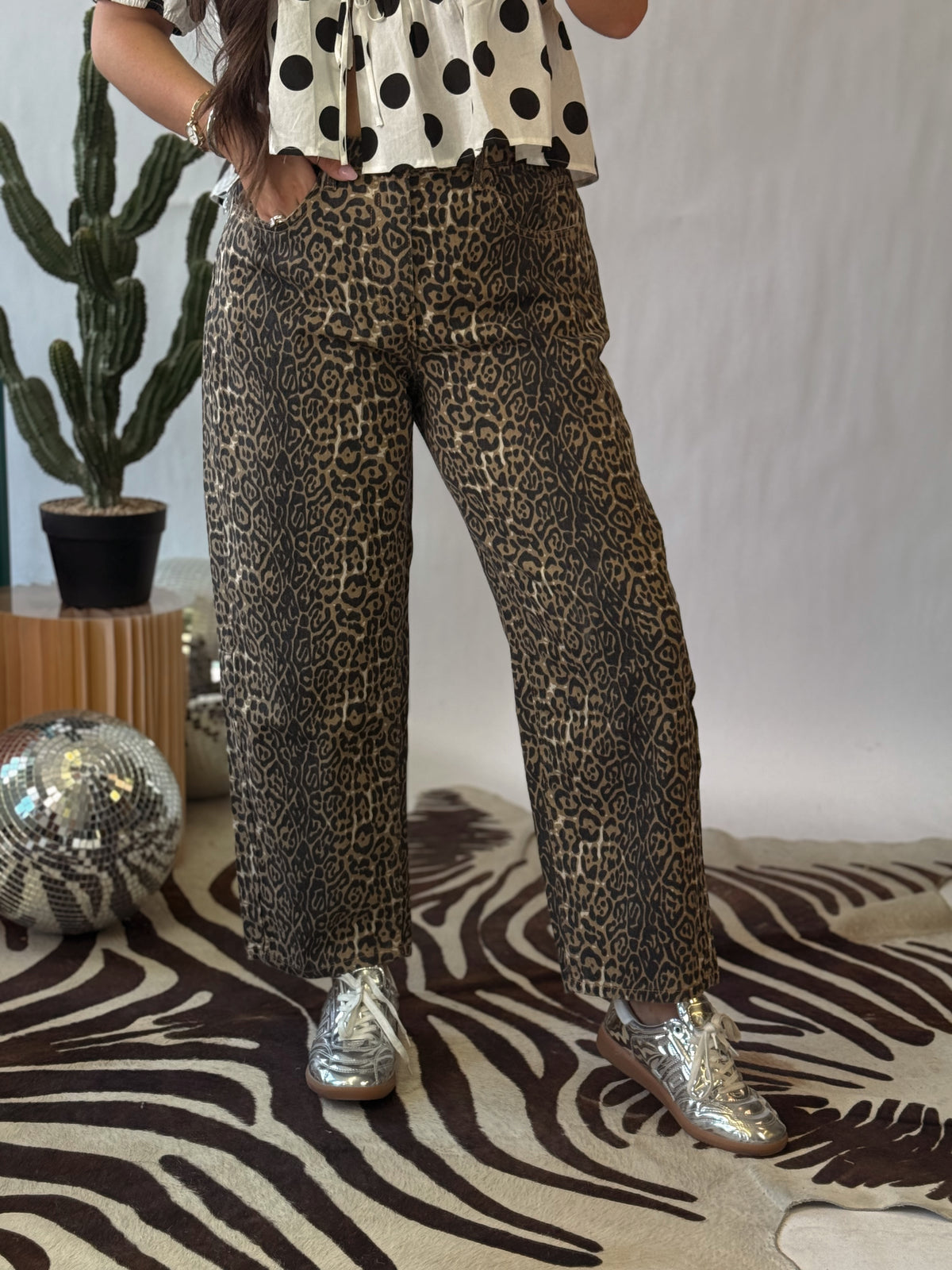 The Wild Side Leopard Barrel Jeans
