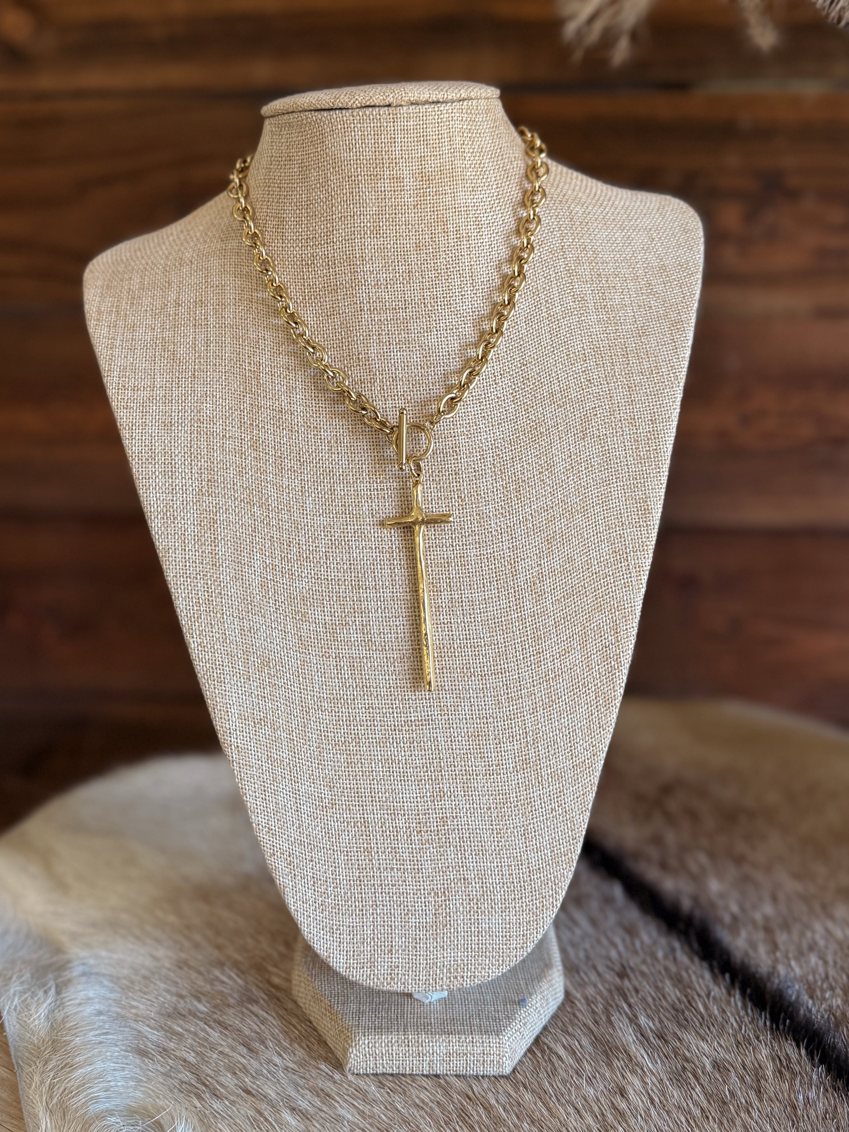 The Elongated Cross Toggle Necklace