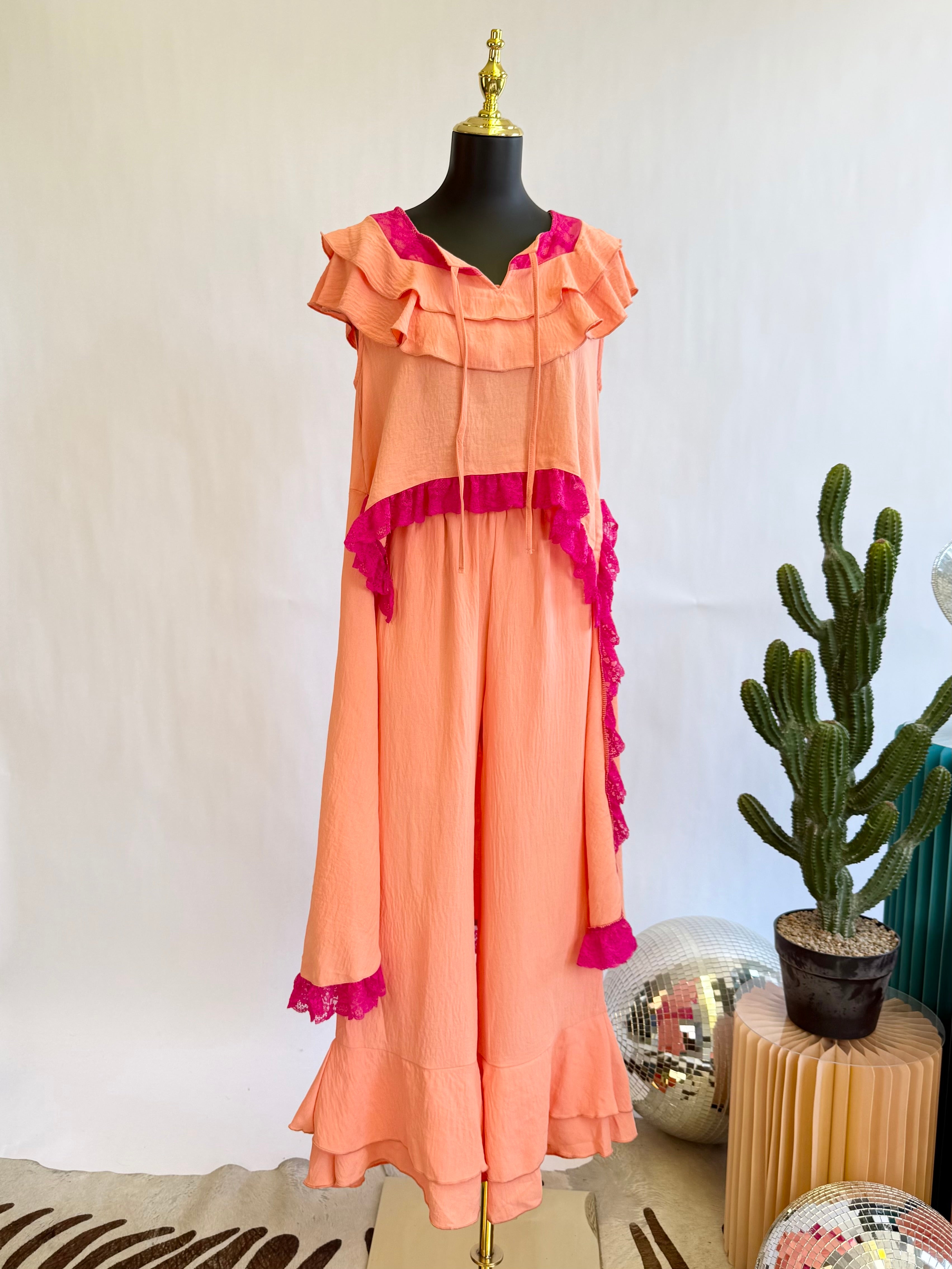 The Lumi Peach Ruffle Set
