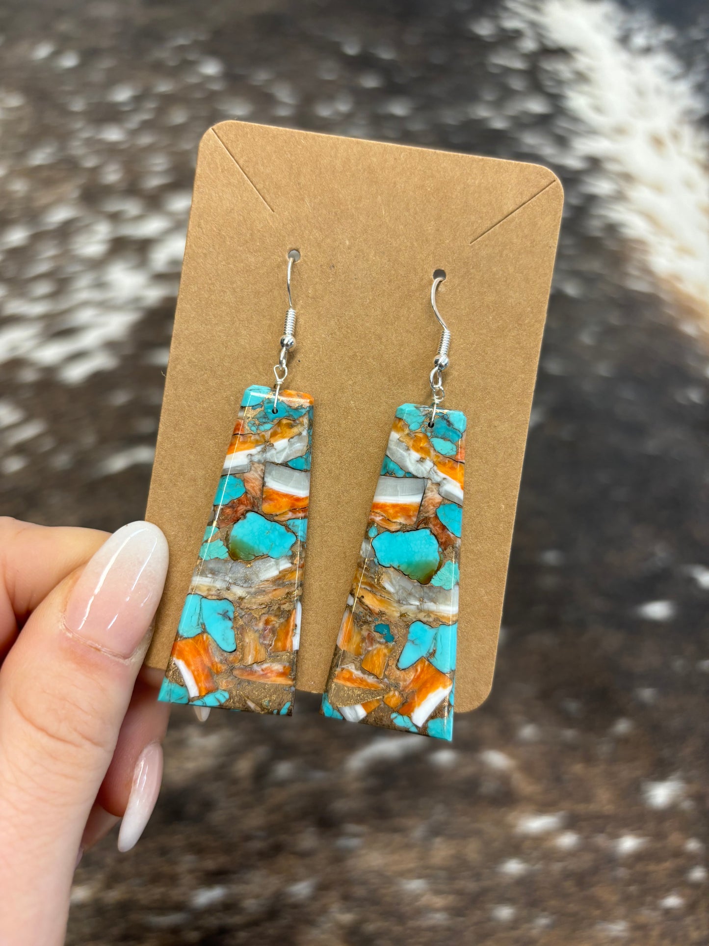 The Willie Authentic Spiny Oyster Slab Earrings