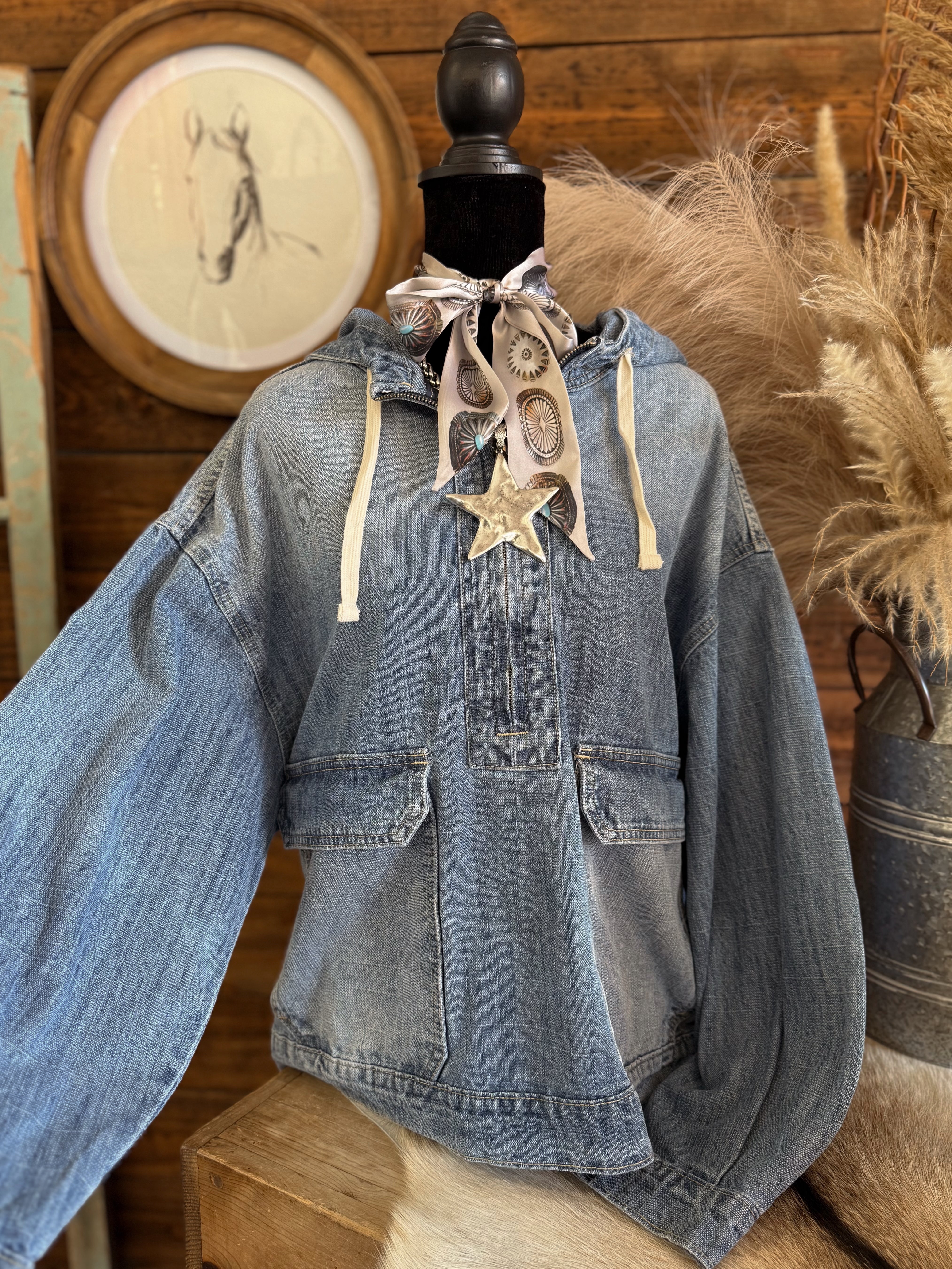 The Devan Denim Quarter Zip Jacket