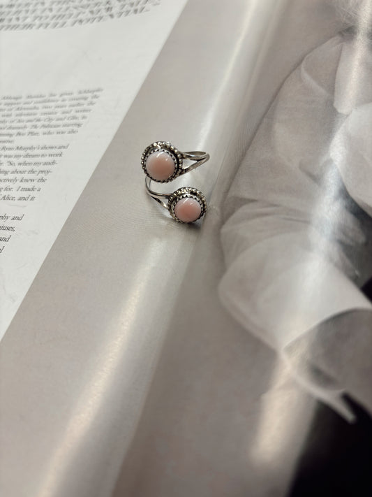 The Summer Pink Conch Wrap Ring - size 9
