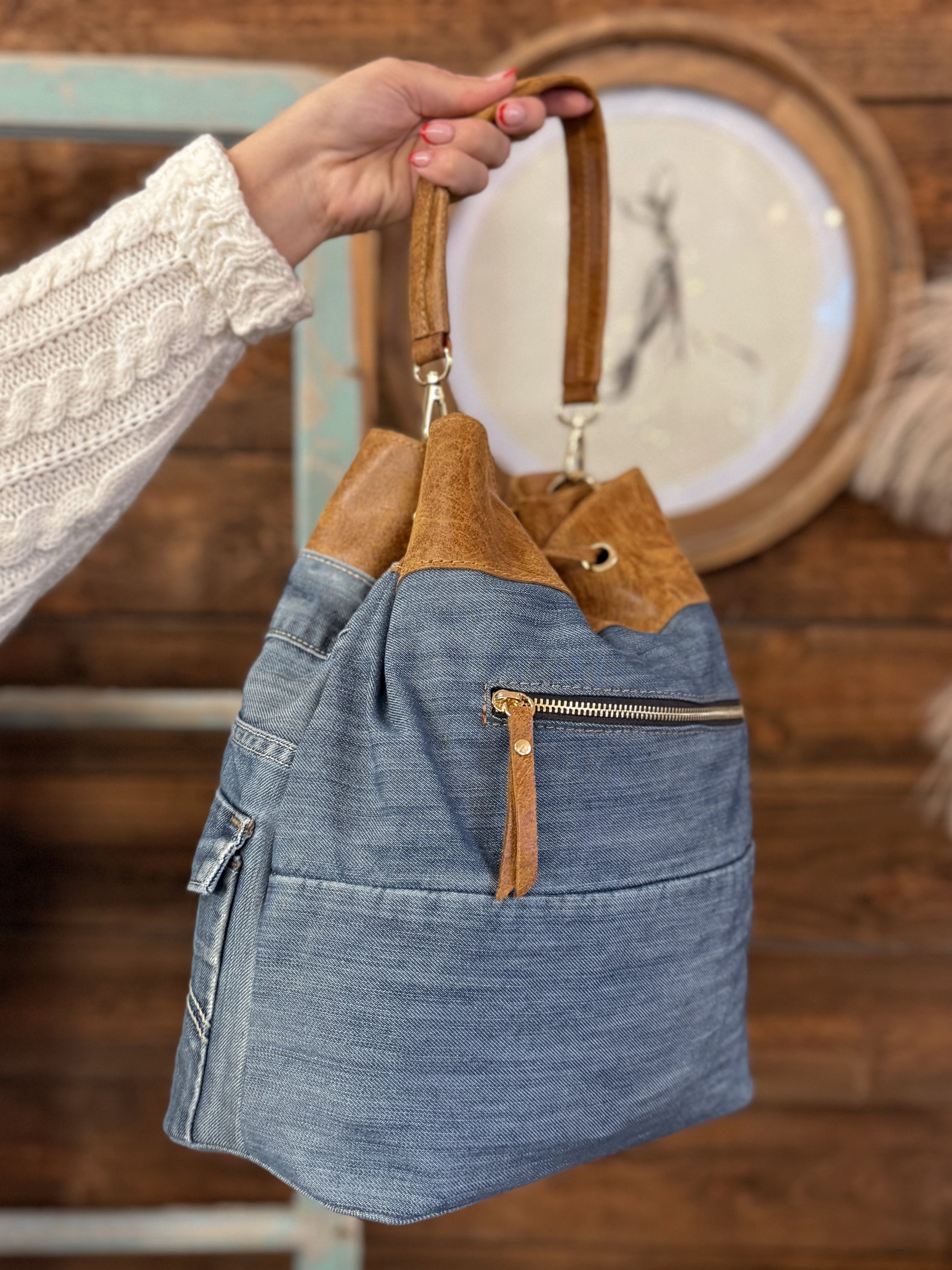 The Blue Jean Bandit Bucket Bag