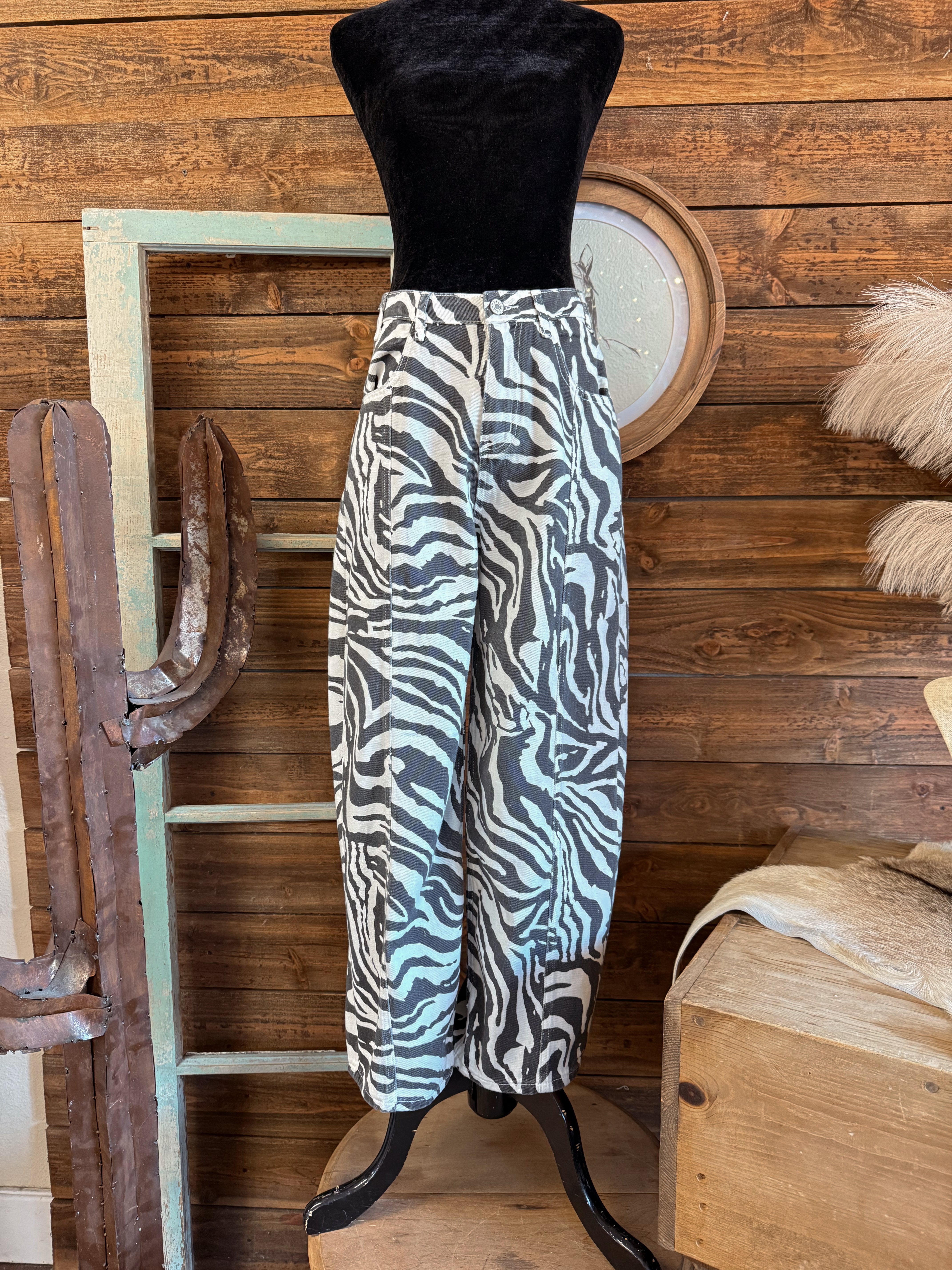 The Lauren Zebra Barrel Pants