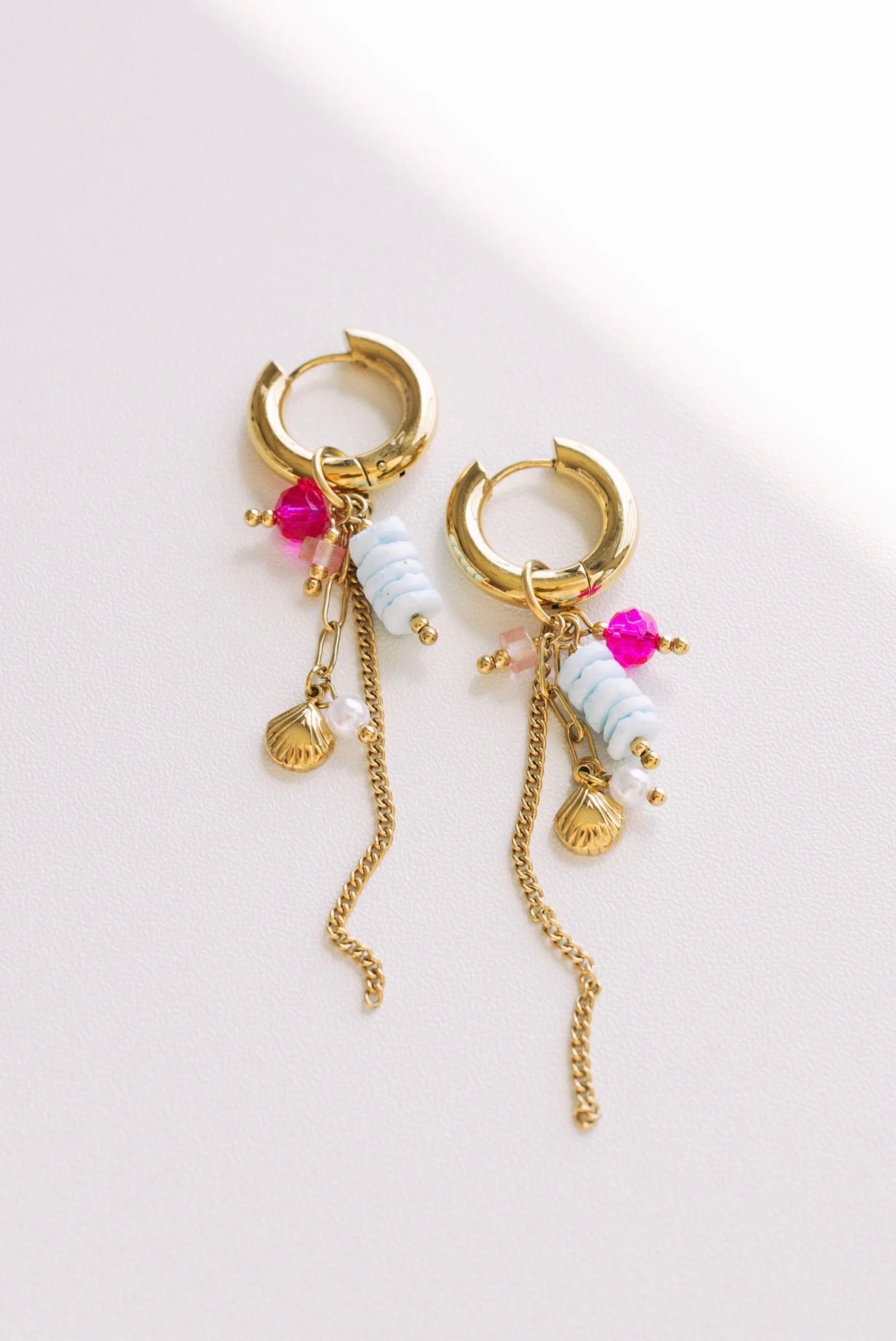 The Ella Beaded Charm Drop Hoop