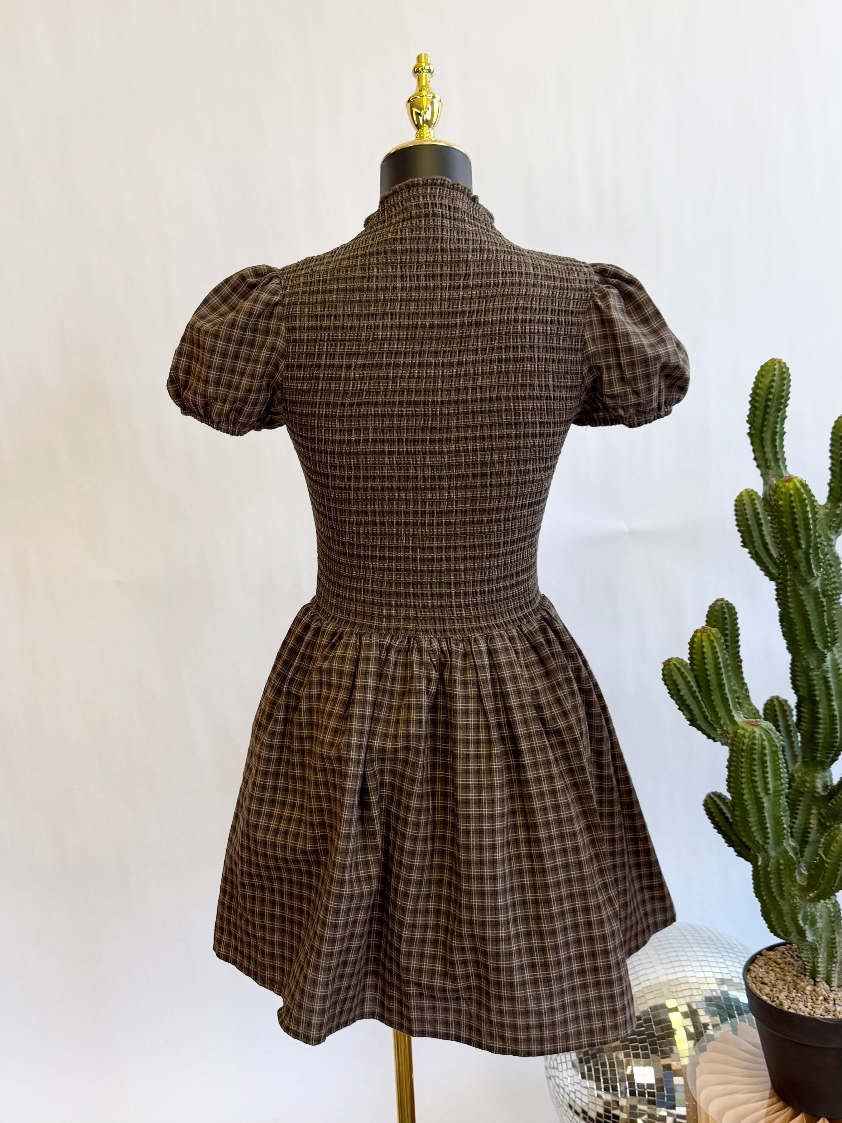The Mocha Harvest Smocked Mini Dress