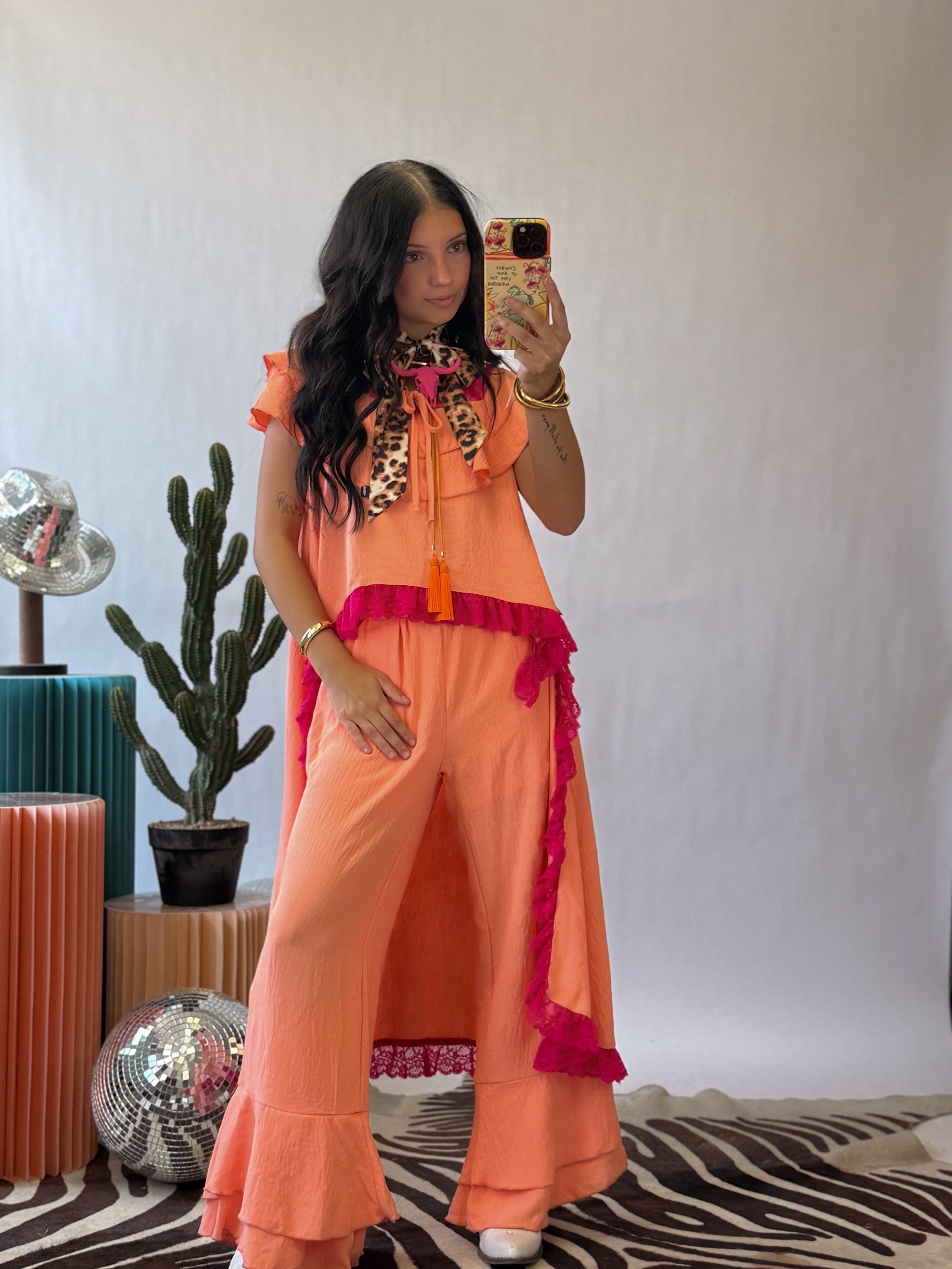 The Lumi Peach Ruffle Set