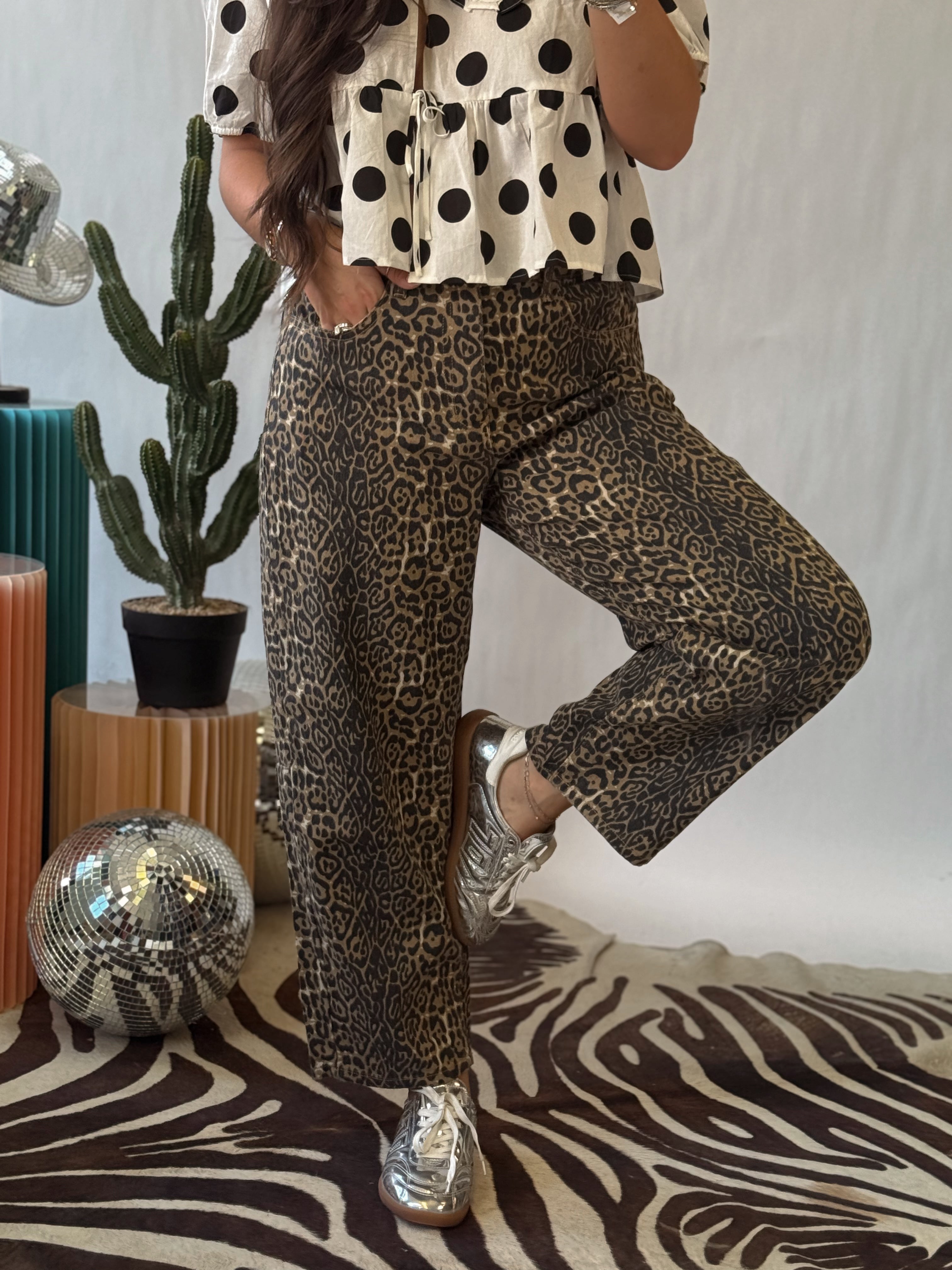 The Wild Side Leopard Barrel Jeans