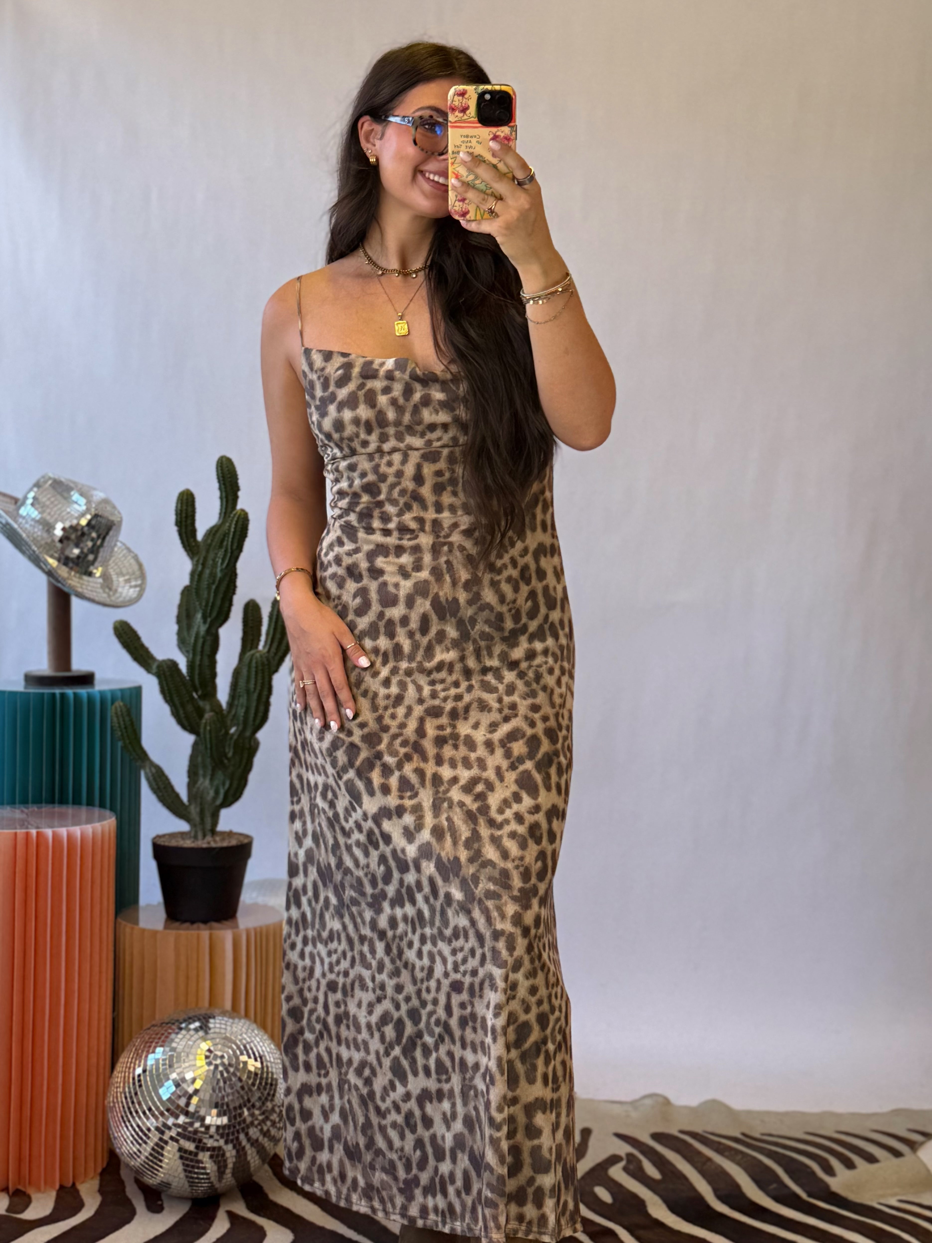 The Falling For You Leopard Maxi Dress