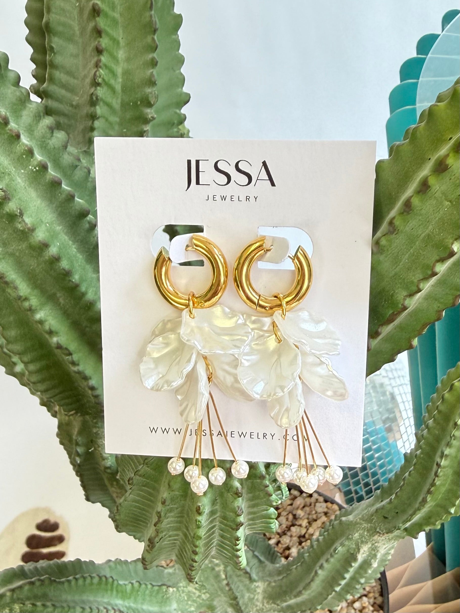 The Pearl Petal Drop Hoop Earrings