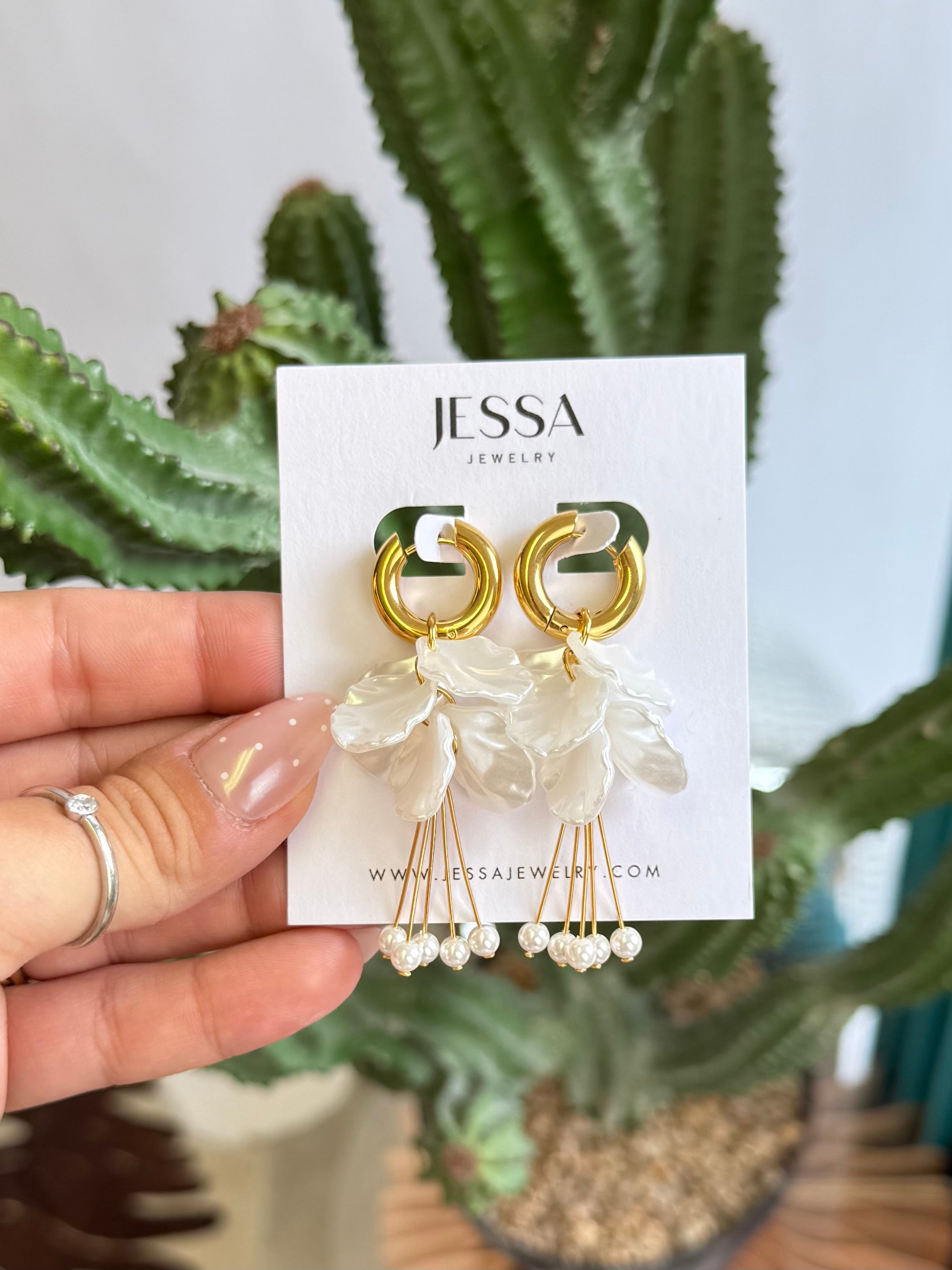 The Pearl Petal Drop Hoop Earrings