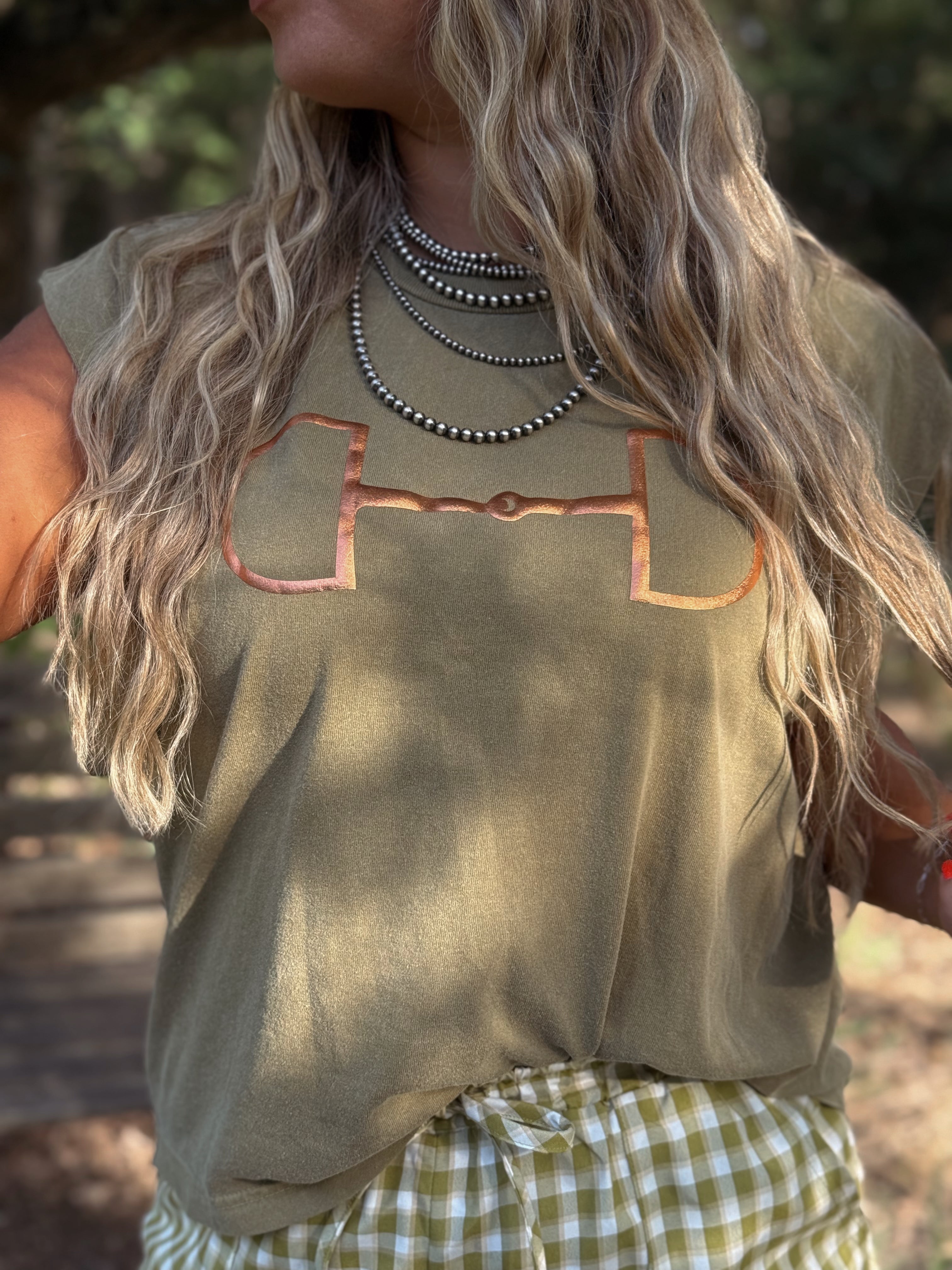 The Olive Horse Bit Muscle Tank