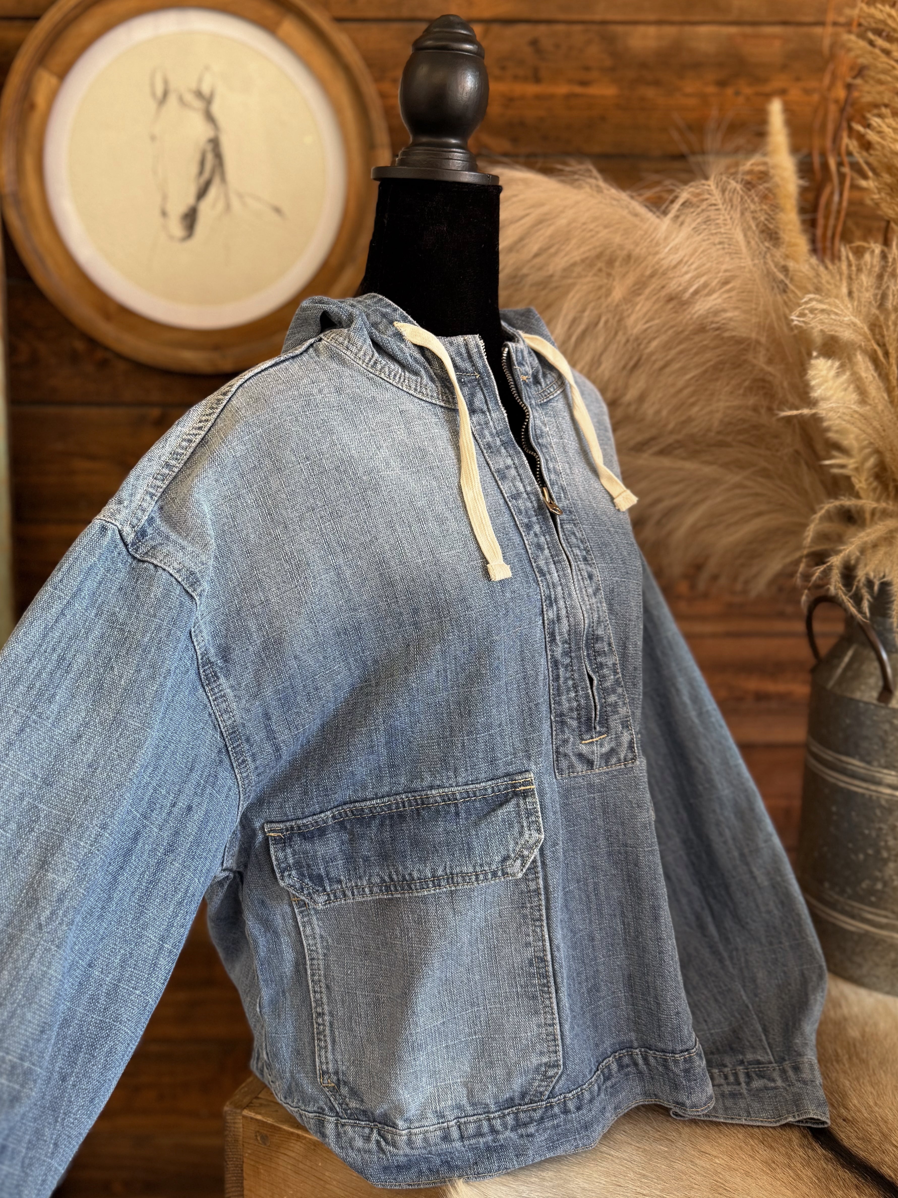 The Devan Denim Quarter Zip Jacket