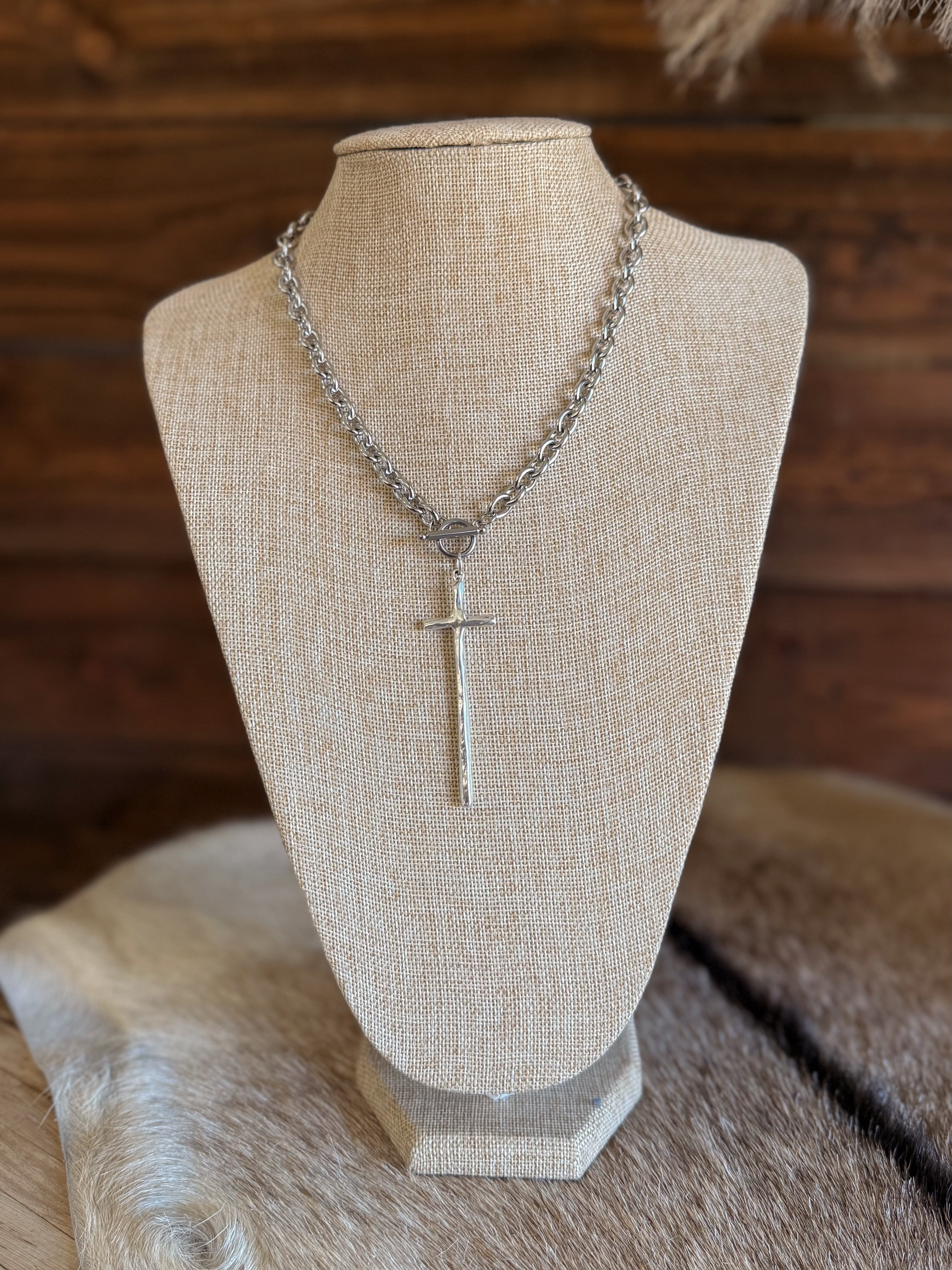 The Elongated Cross Toggle Necklace