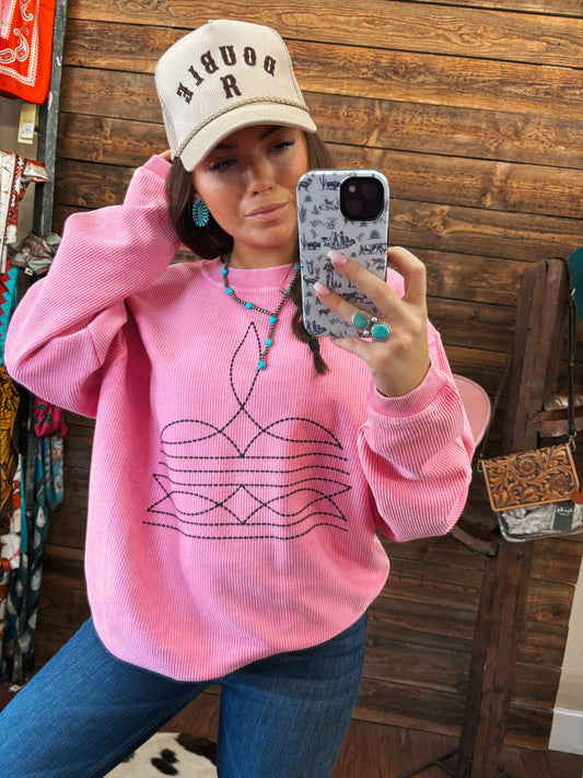 The Pink Corded Bootstitch Sweatshirt