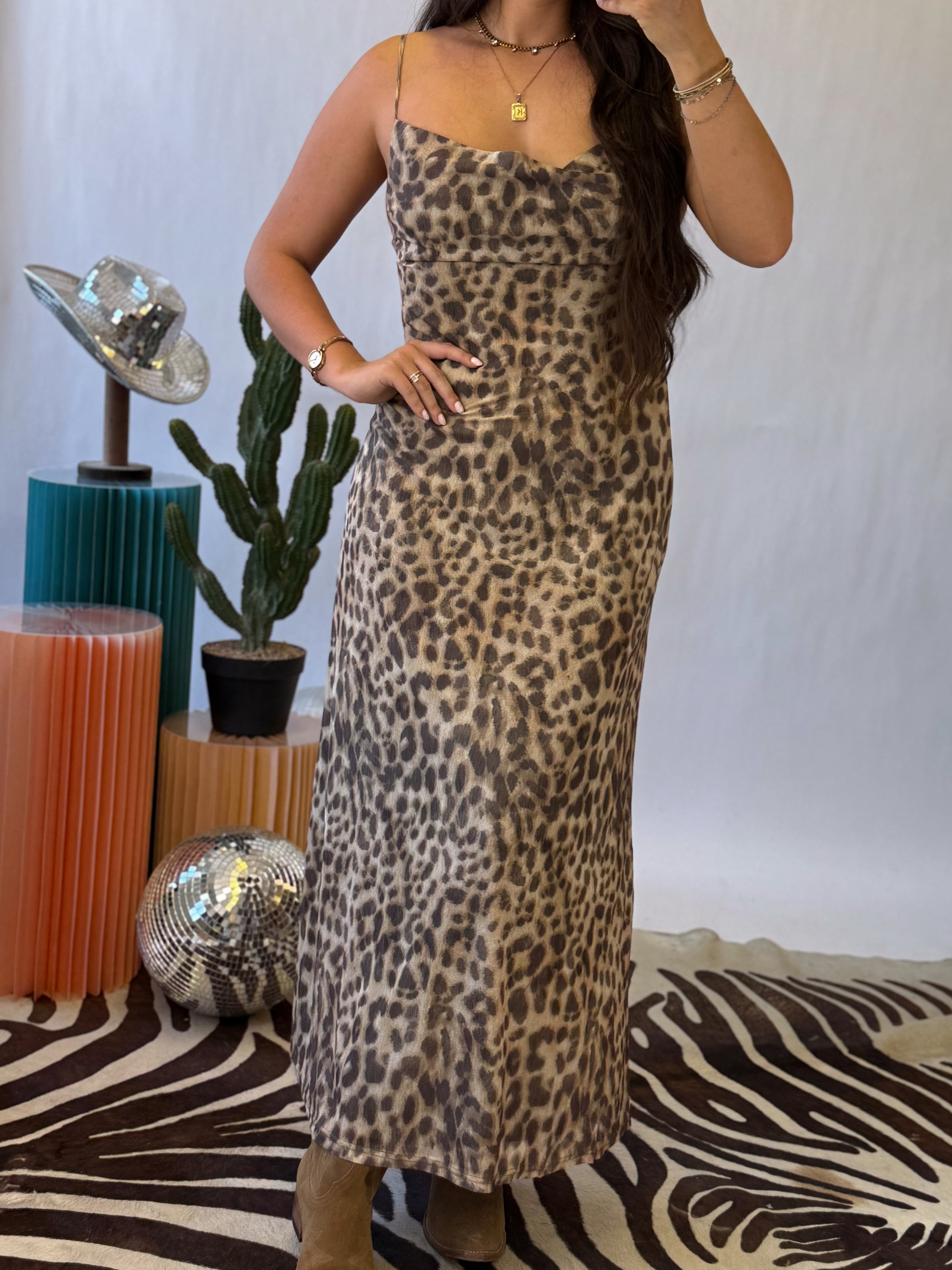 The Falling For You Leopard Maxi Dress
