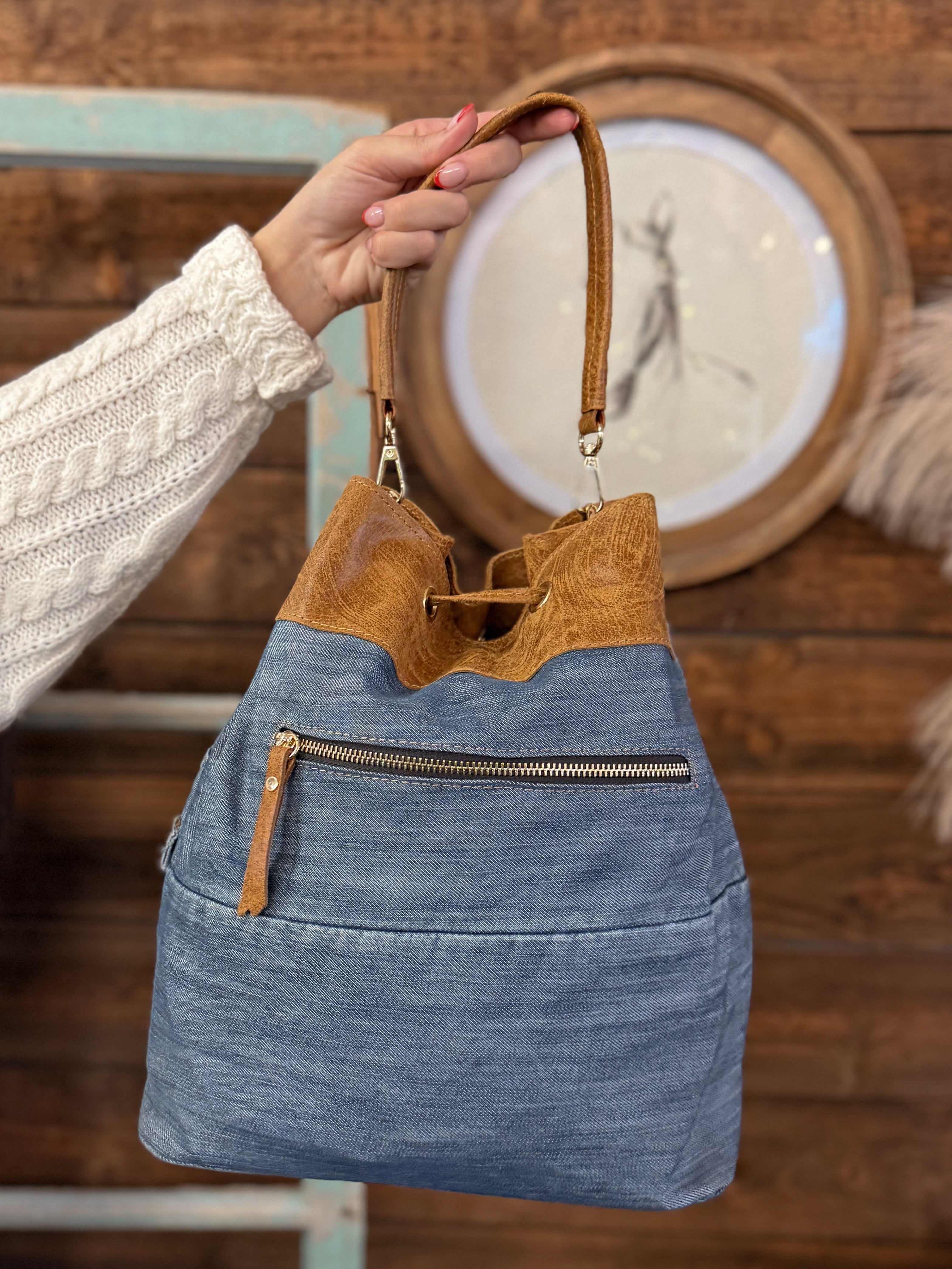 The Blue Jean Bandit Bucket Bag