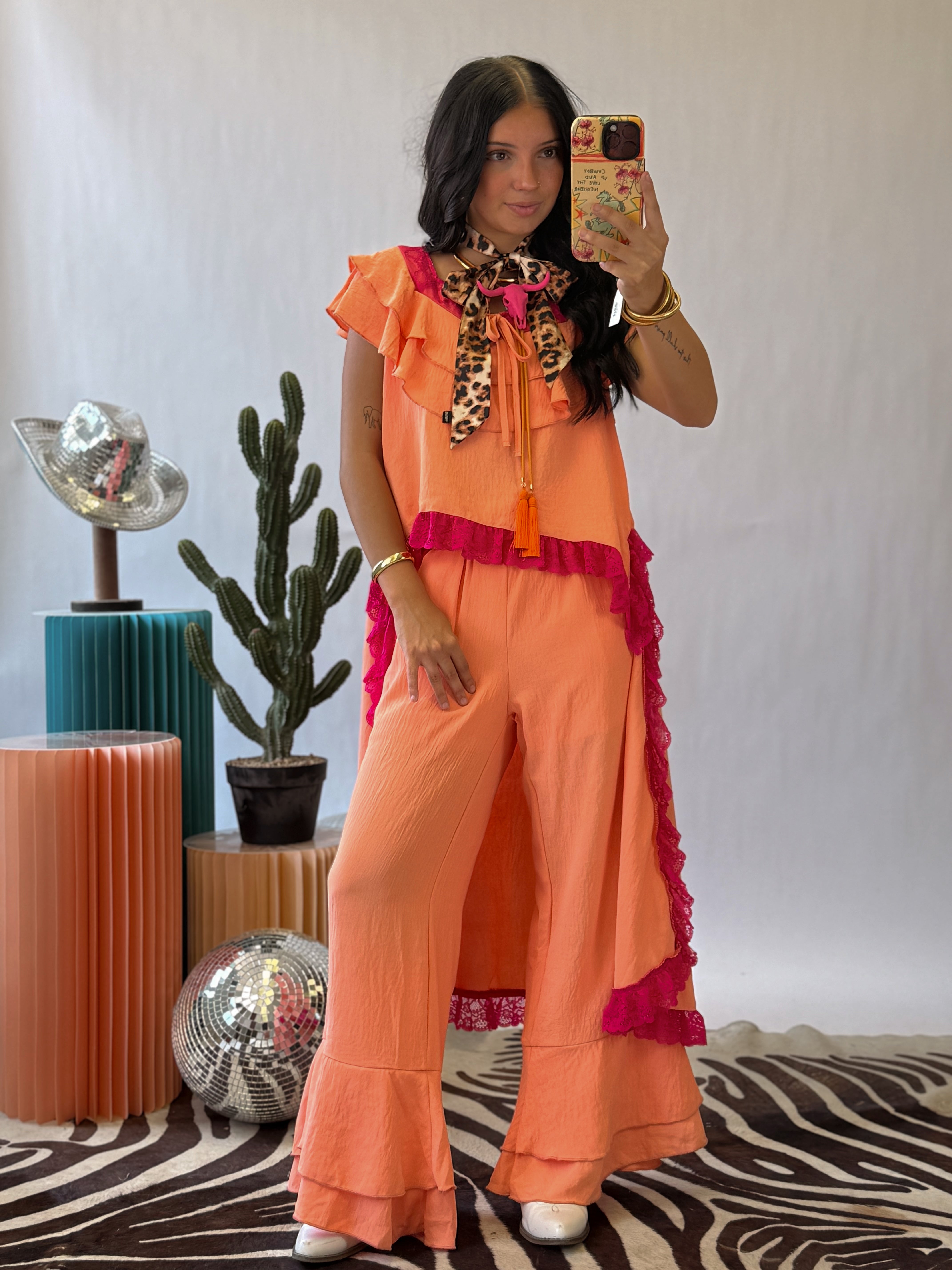 The Lumi Peach Ruffle Set