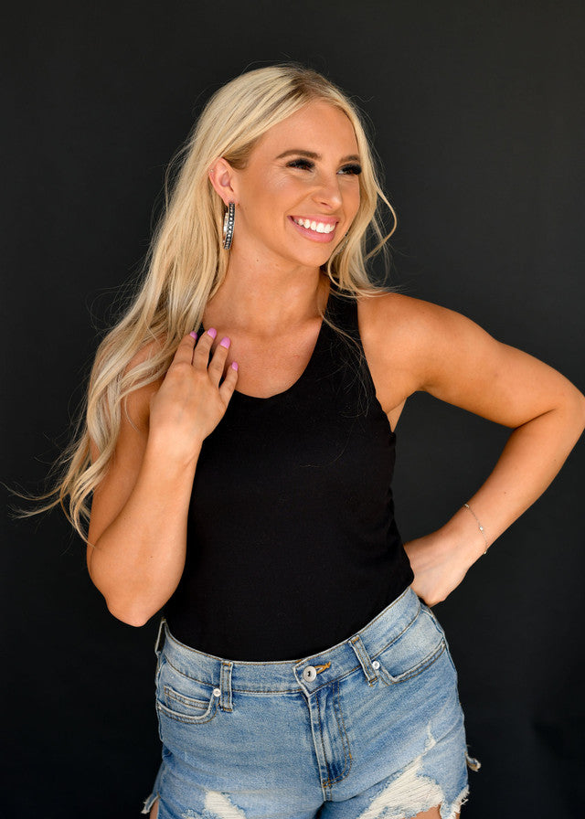 The Burnished Silver & Rhinestone Hoop Earrings