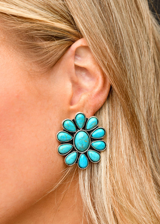 The Turquoise Flower Cluster Earrings