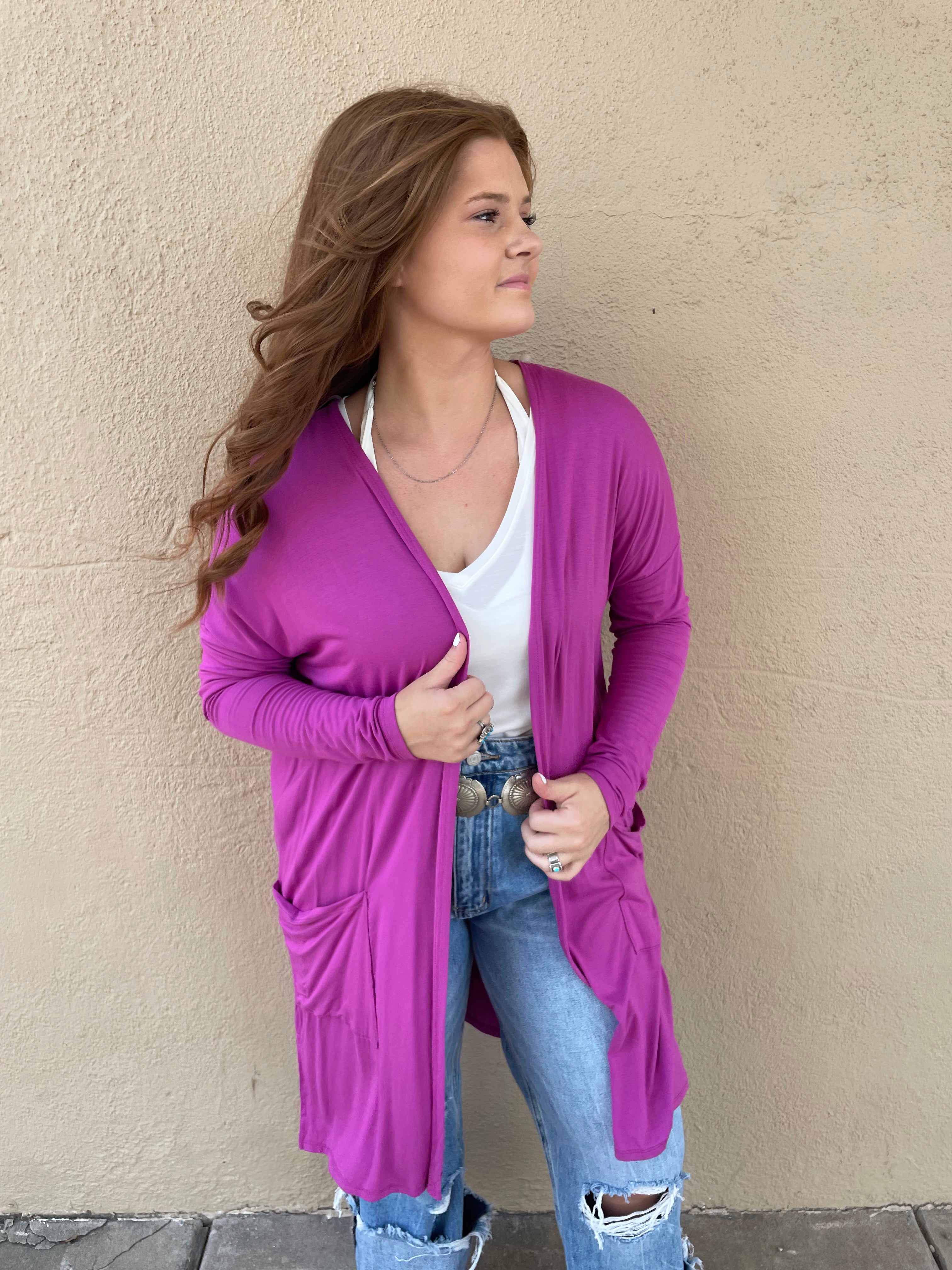 The Magenta Mid-Length Cardigan