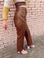 The Always Edgy Snake Print Leather Pants - Brown