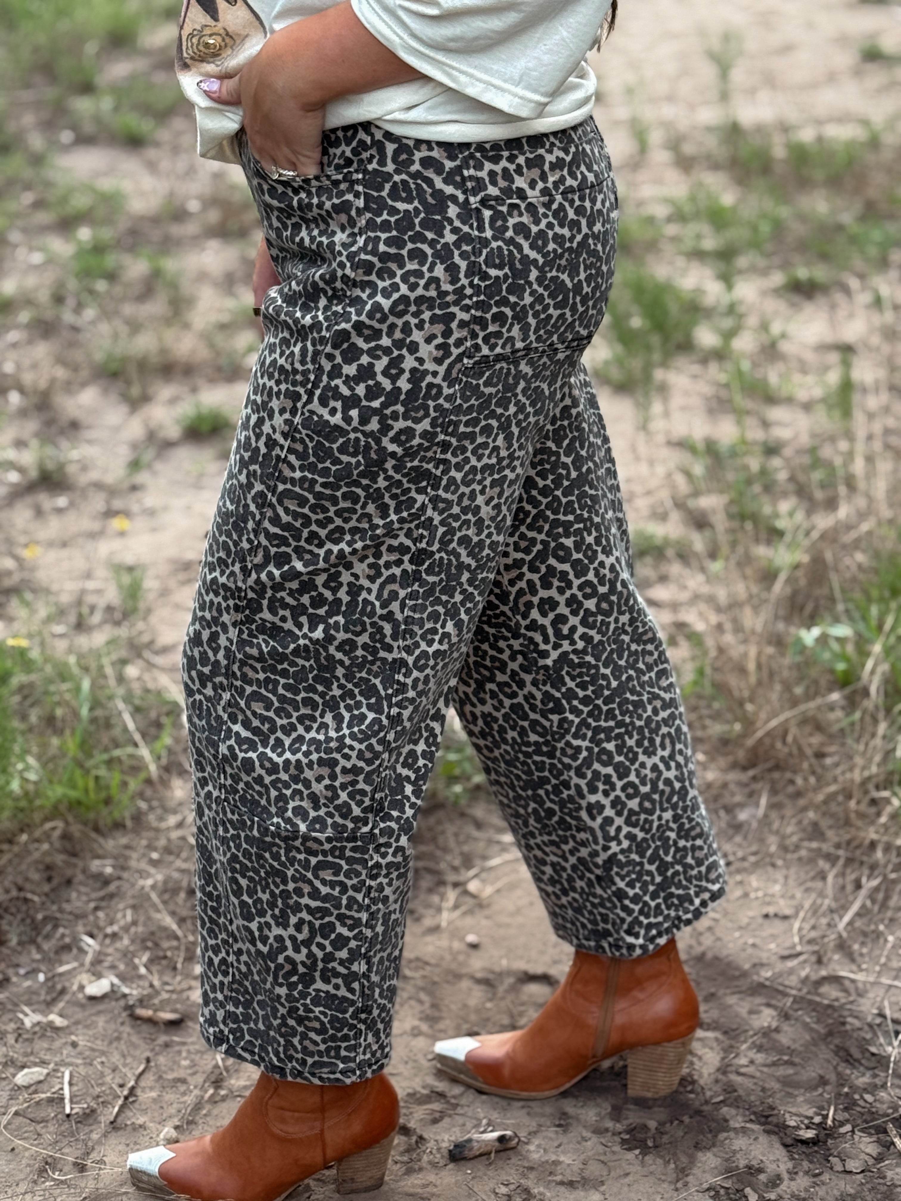 The Dylan Leopard Print Barrel Jeans