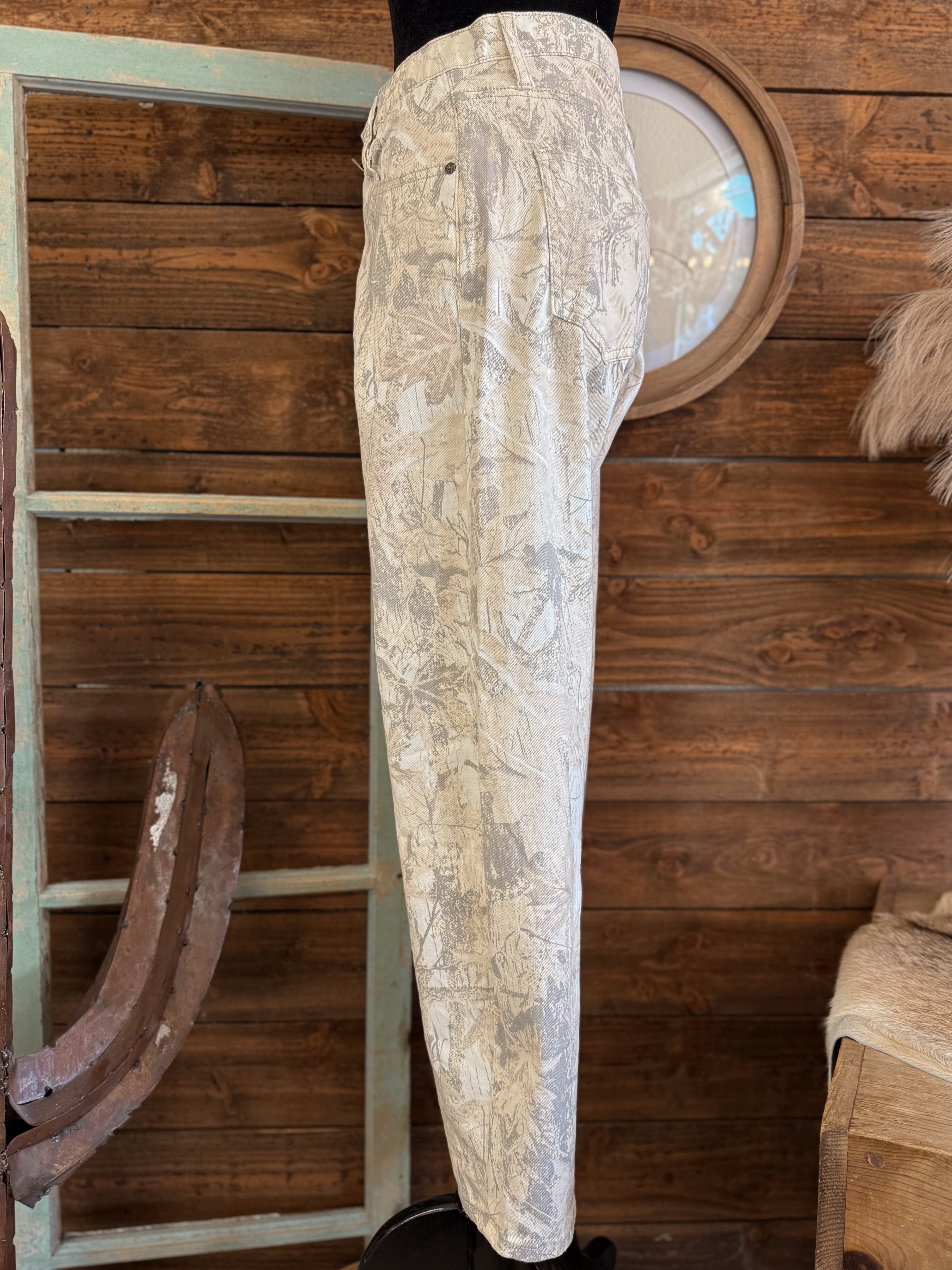 The Saige Camo Barrel Jeans