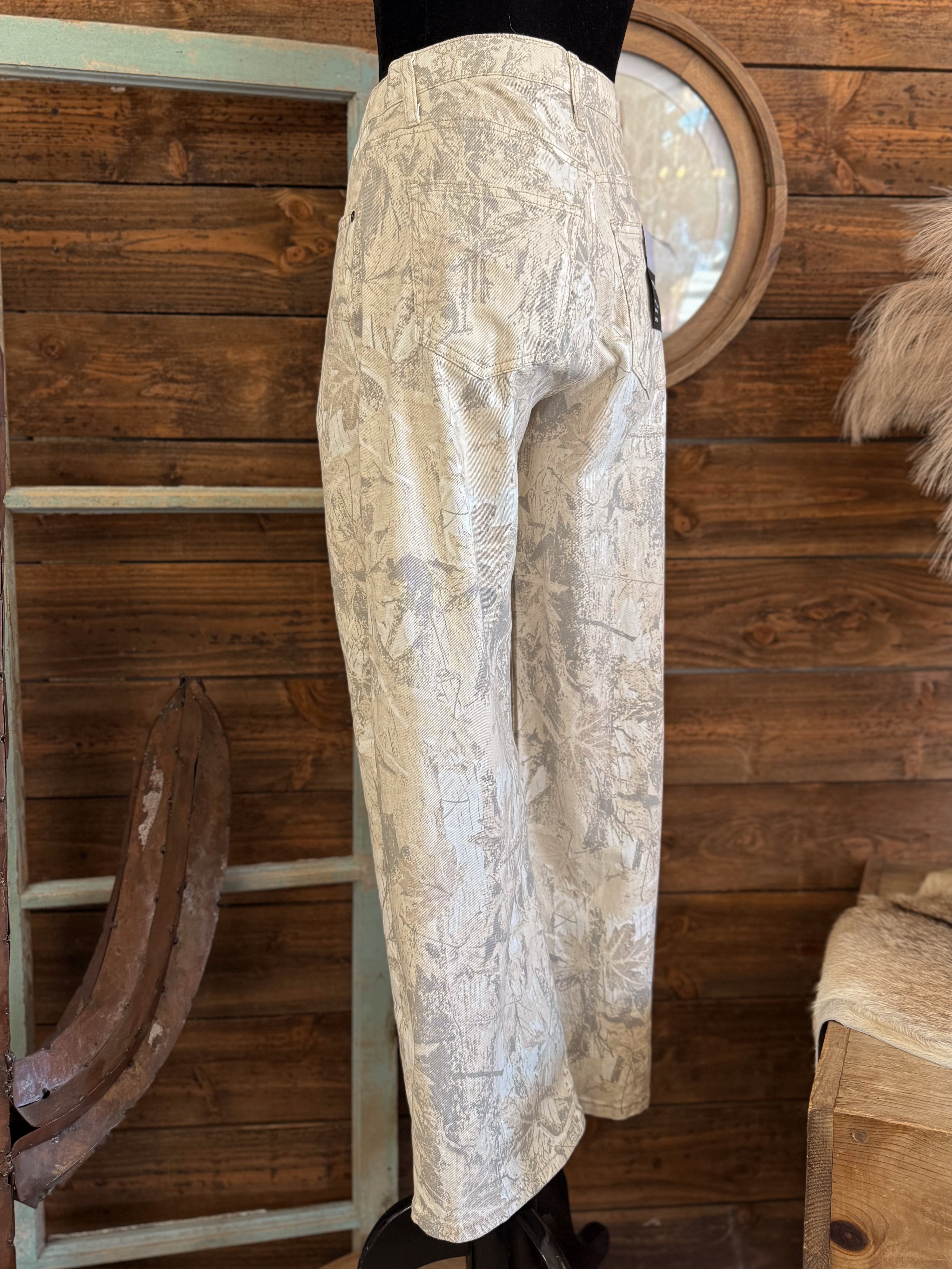 The Saige Camo Barrel Jeans