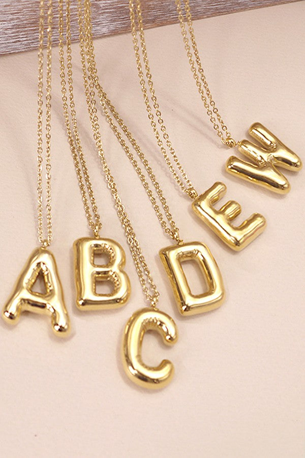 The Gold Bubble Letter Initial Necklace