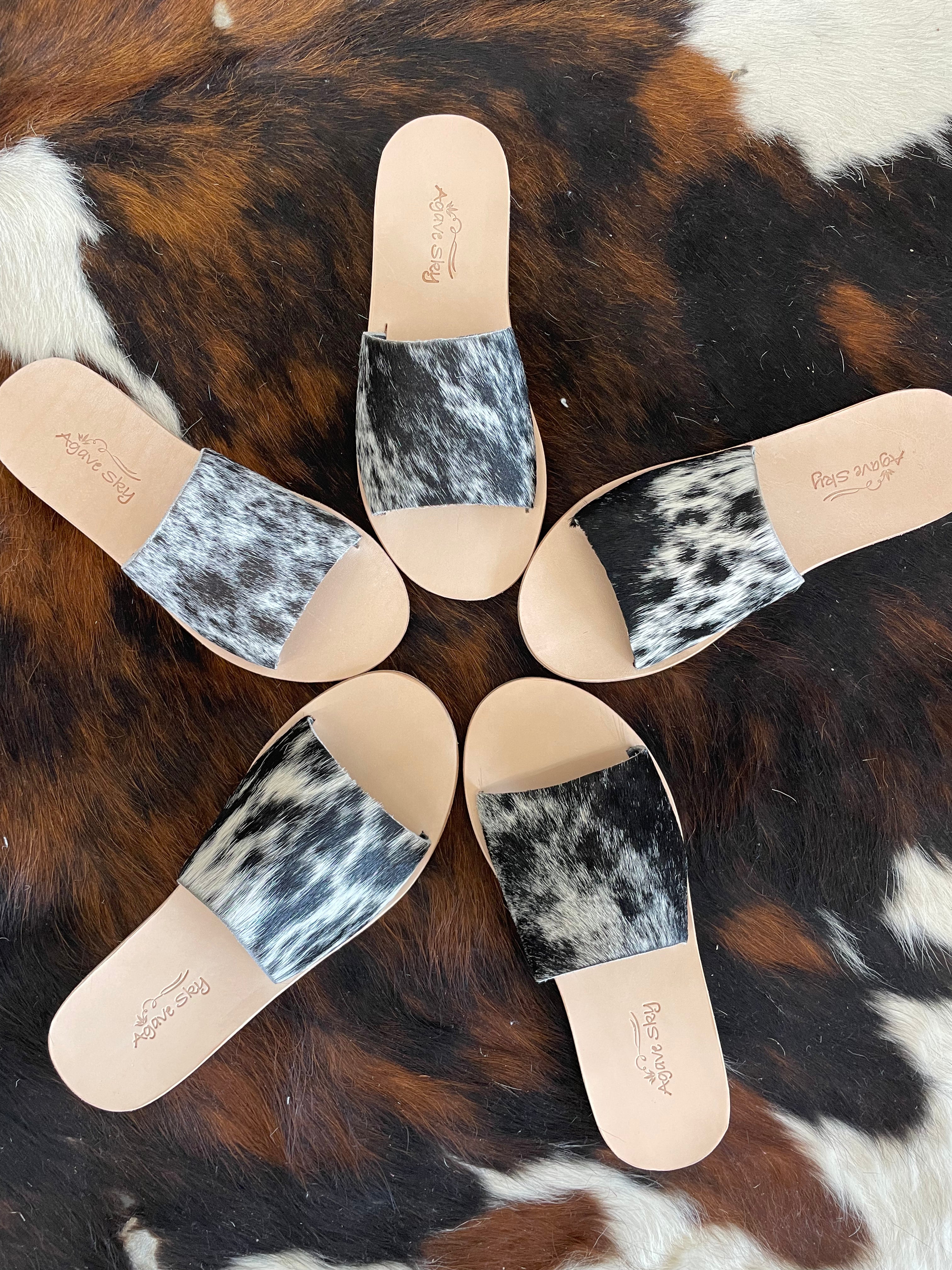 The Salt N Pepper Cowhide Agave Sandal