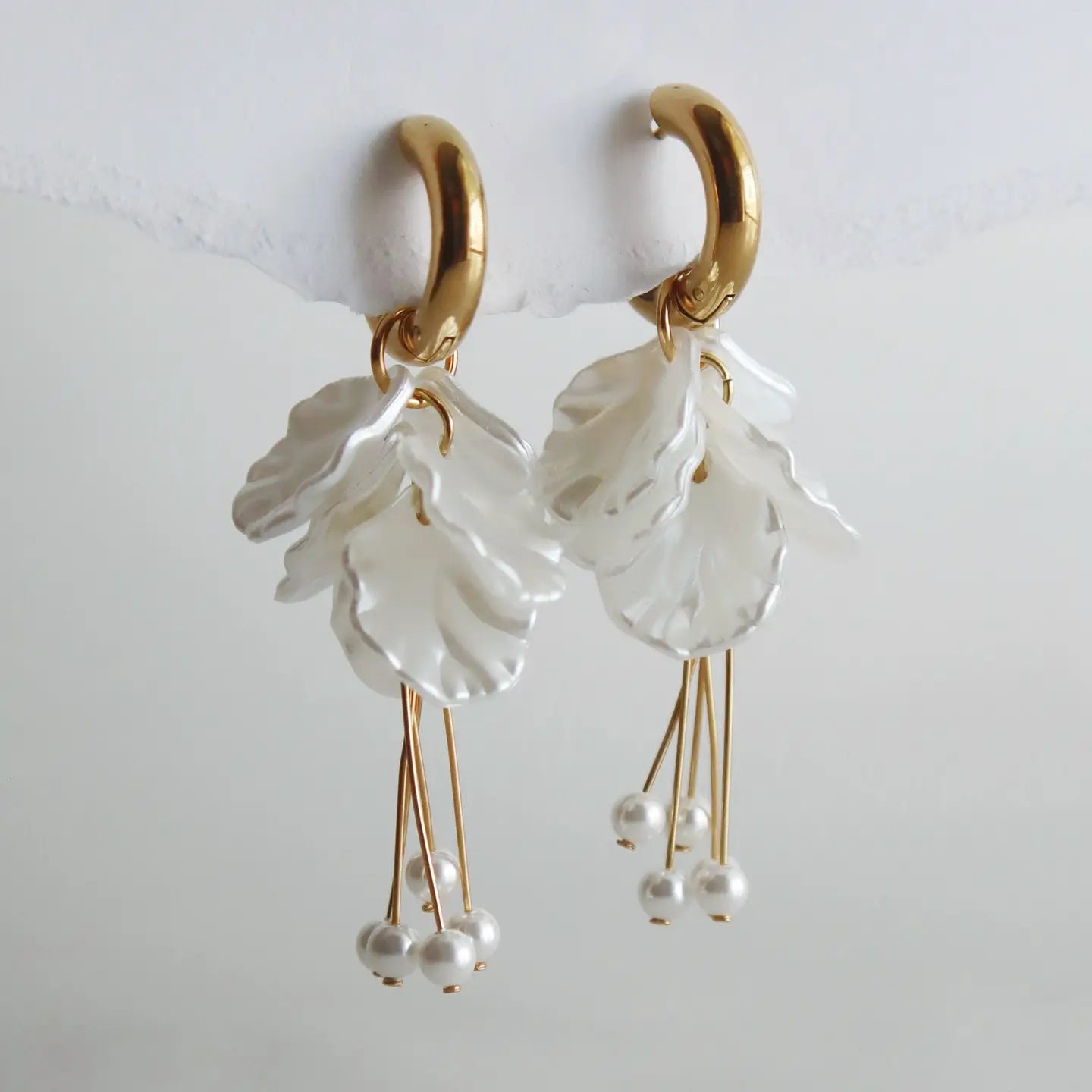 The Pearl Petal Drop Hoop Earrings