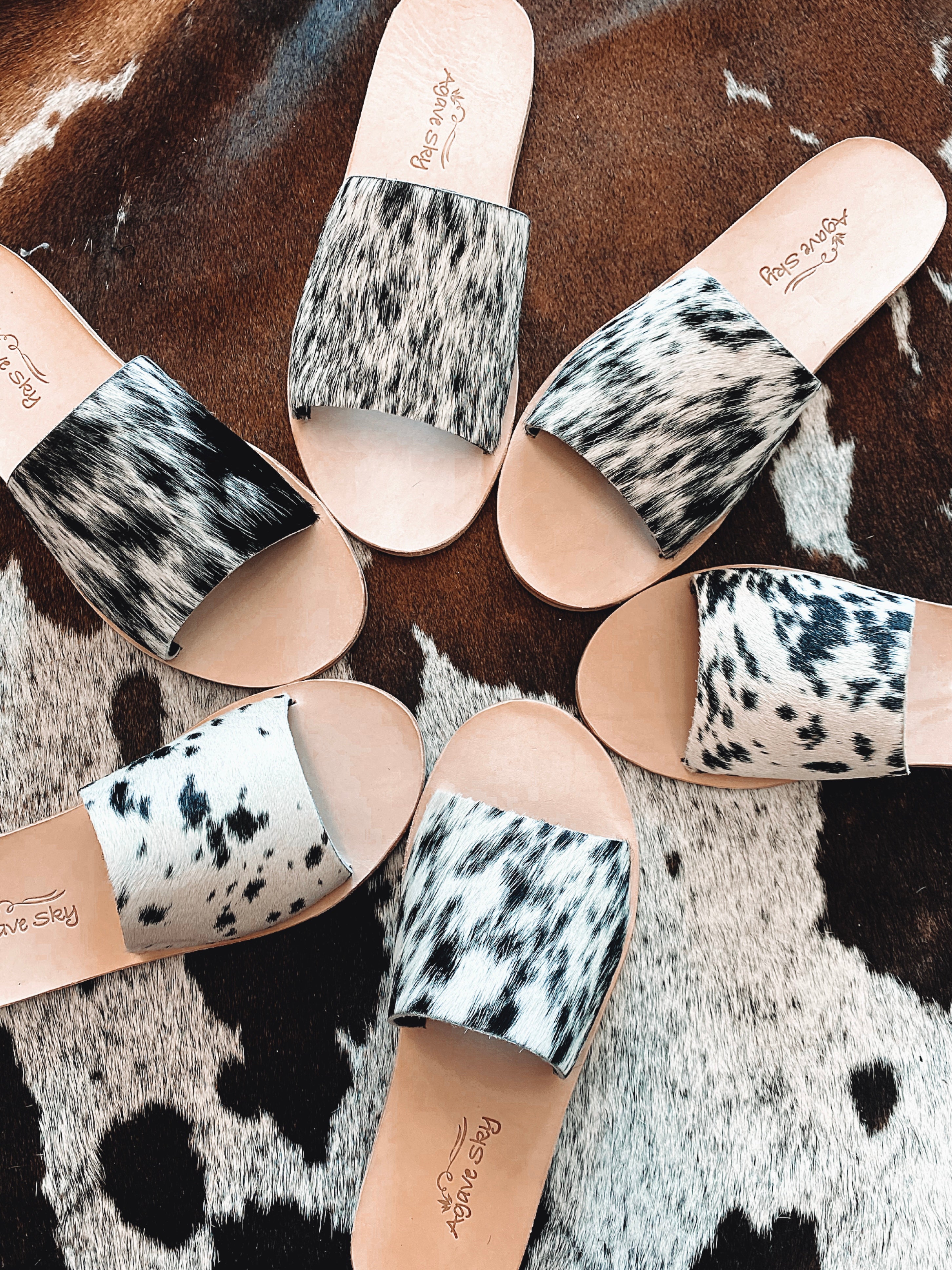 The Salt N Pepper Cowhide Agave Sandal