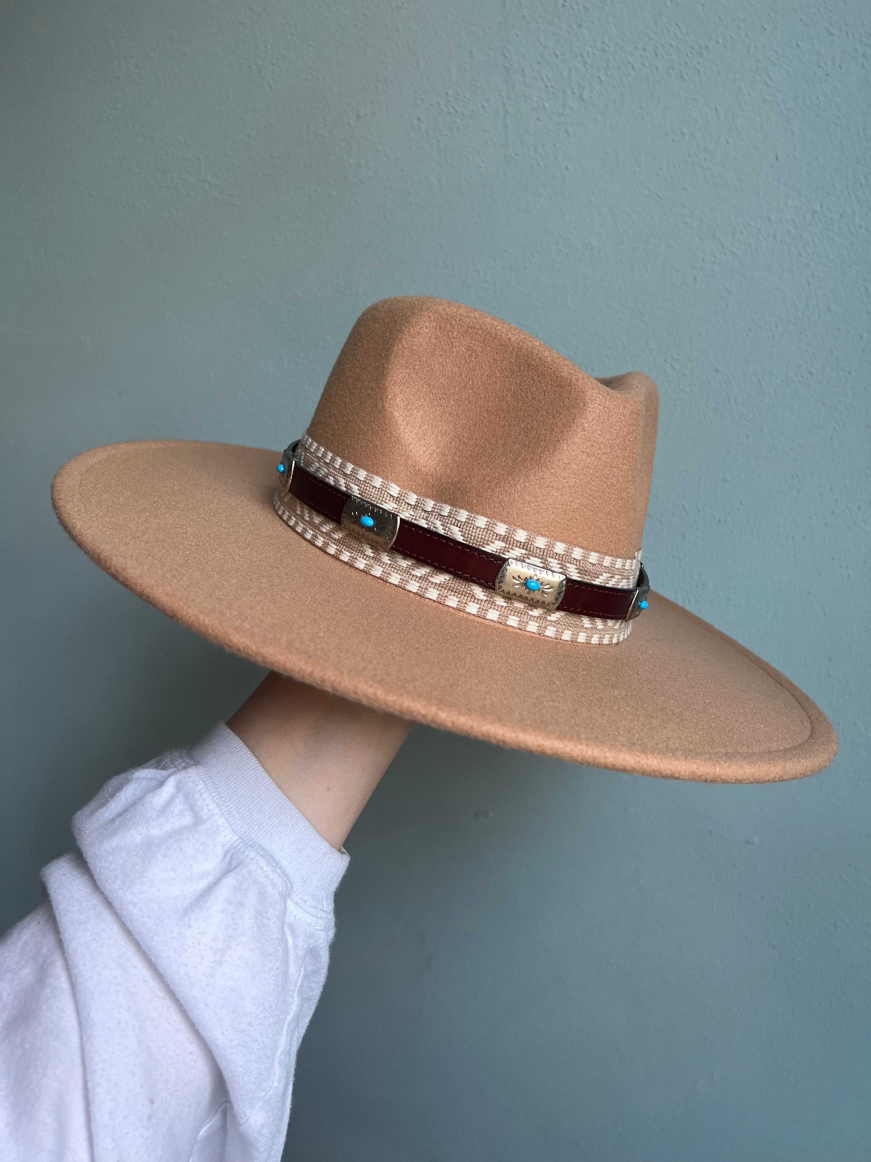 The Leather and Turquoise Hat Band - Brown