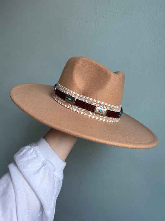 The Leather and Turquoise Hat Band - Brown