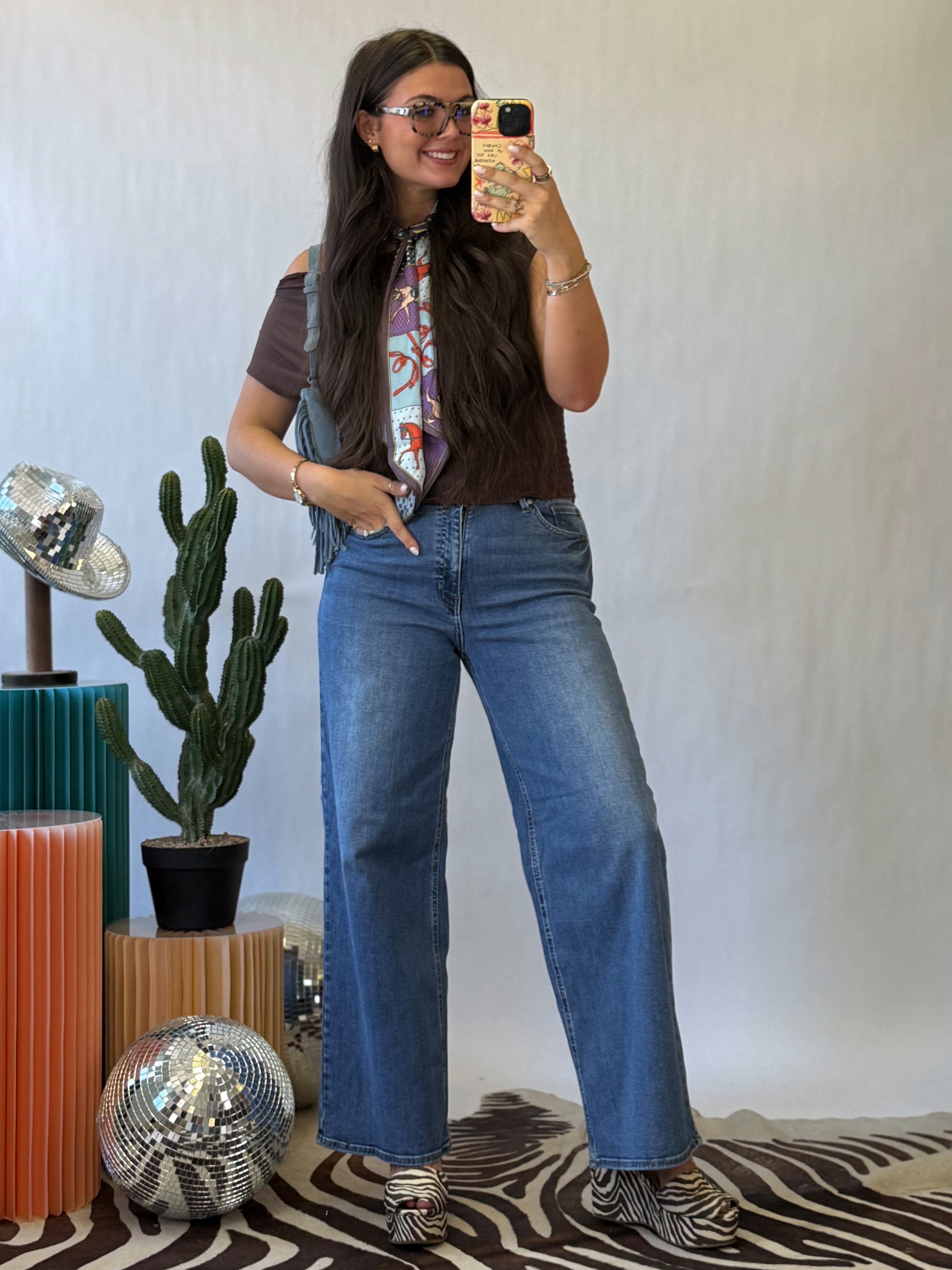 The Easygoing Dark Wash Wide Leg Jeans