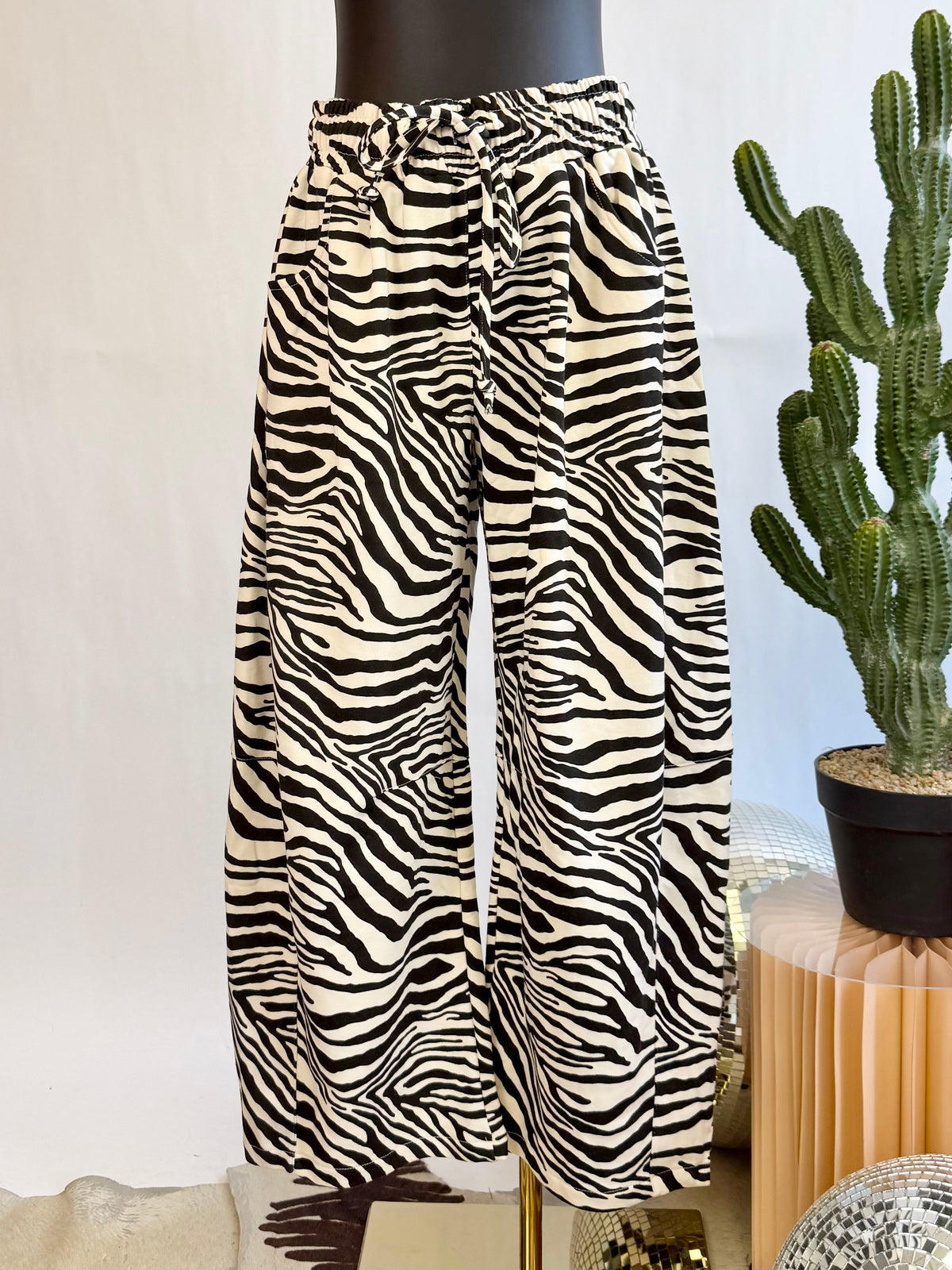 The Wild Instinct Zebra Barrel Sweatpants