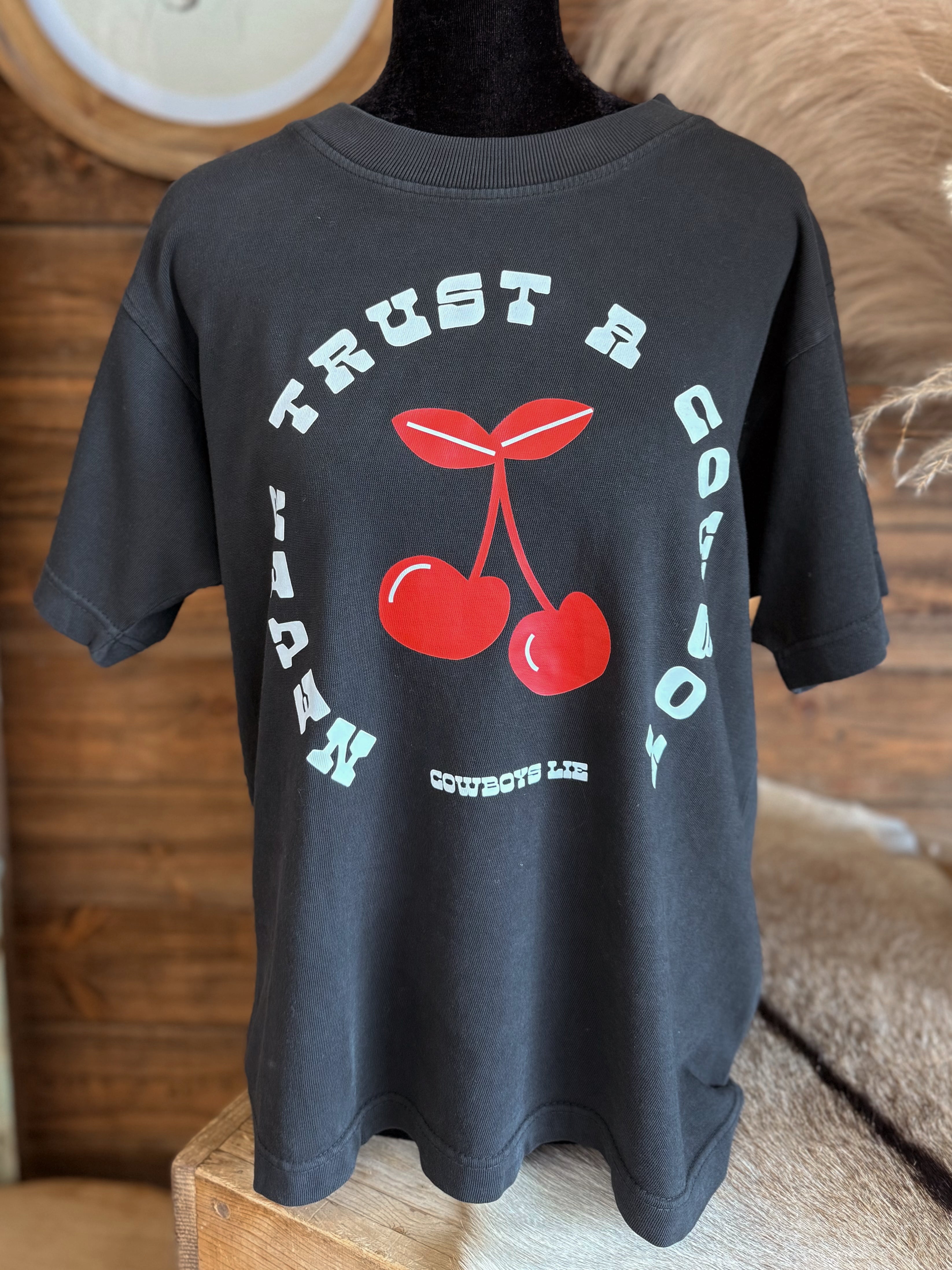 The Never Trust a Cowboy Boxy Tee