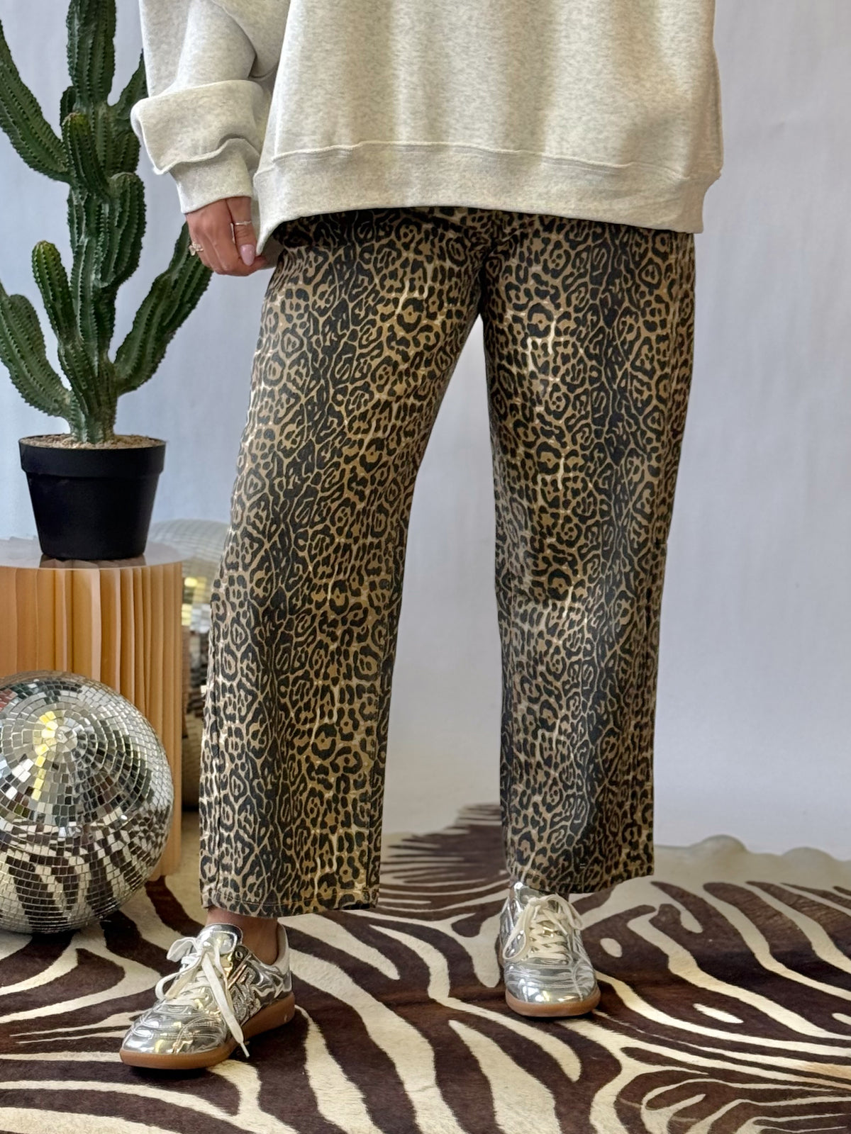 The Wild Side Leopard Barrel Jeans