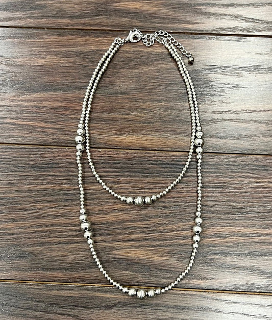 The Isac Silver Navajo Bead Necklace