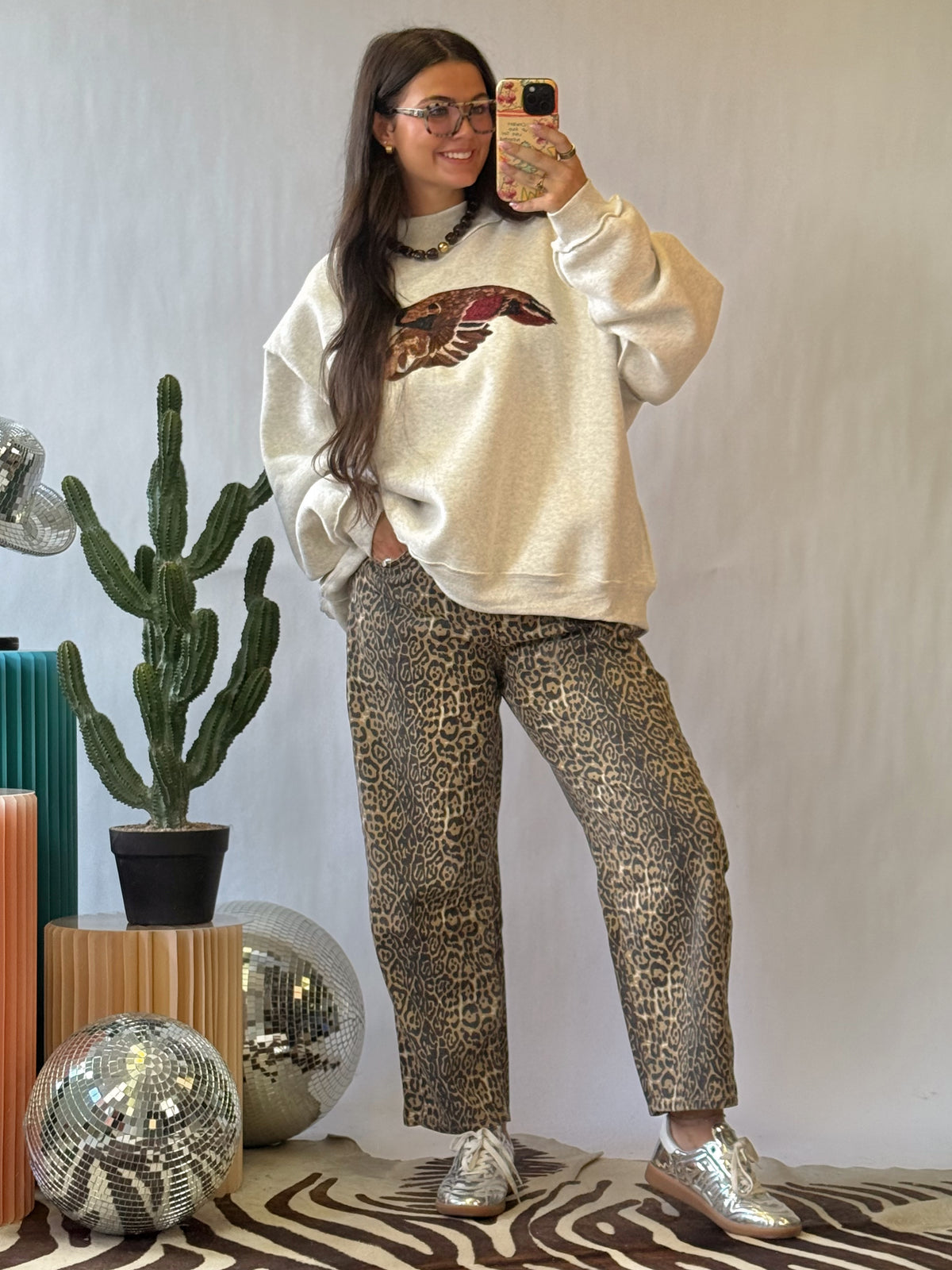 The Wild Side Leopard Barrel Jeans