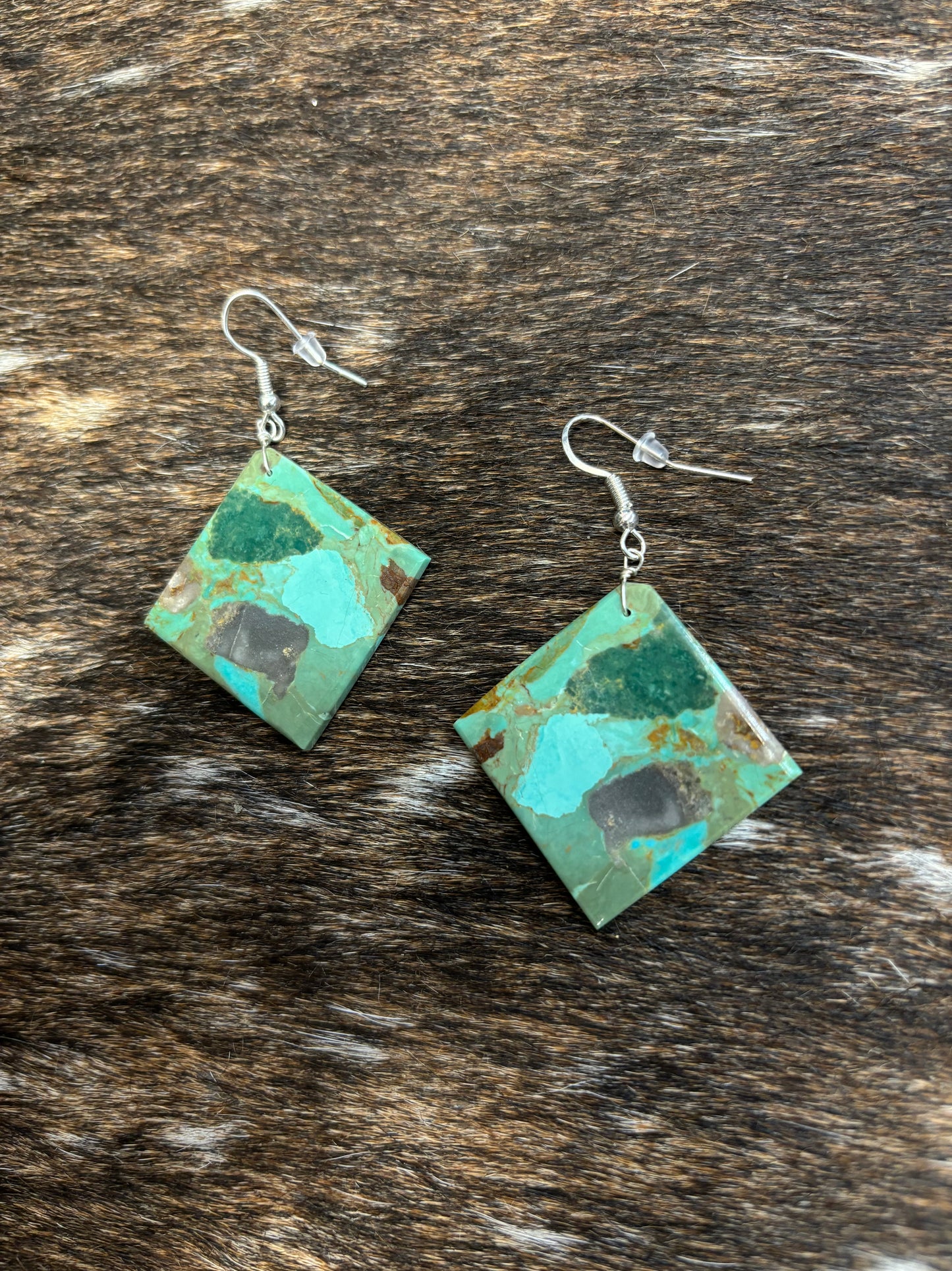 The Lux Authentic Turquoise Slab Earrings