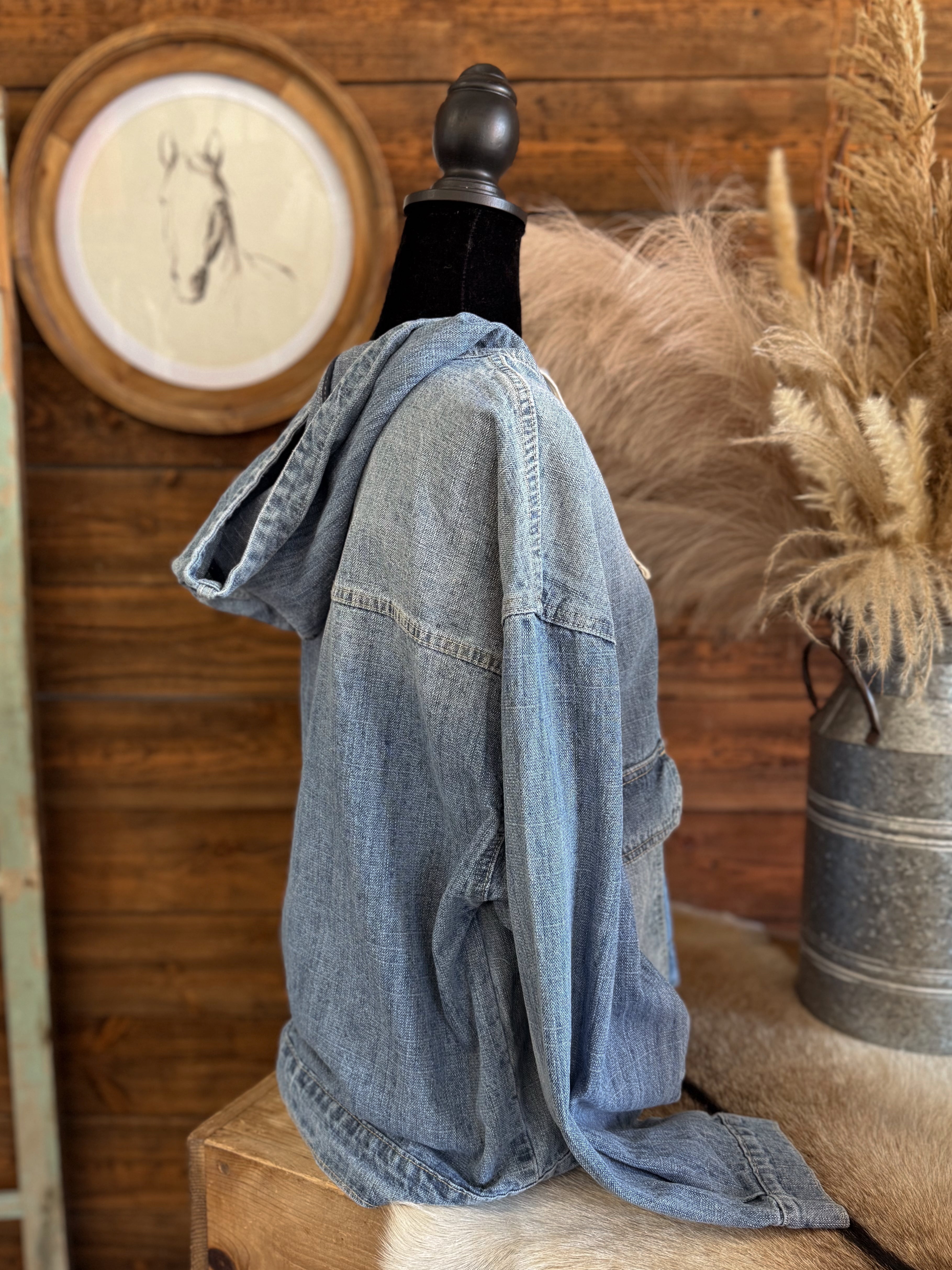 The Devan Denim Quarter Zip Jacket