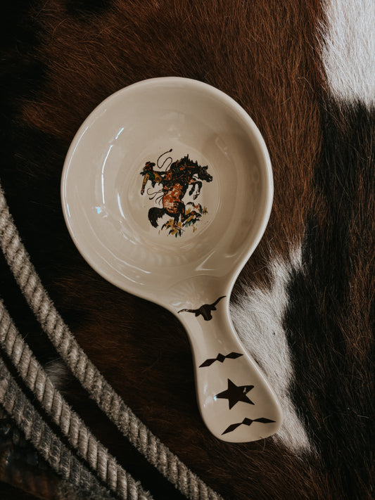 The Bronc Buster Ceramic Spoon Rest