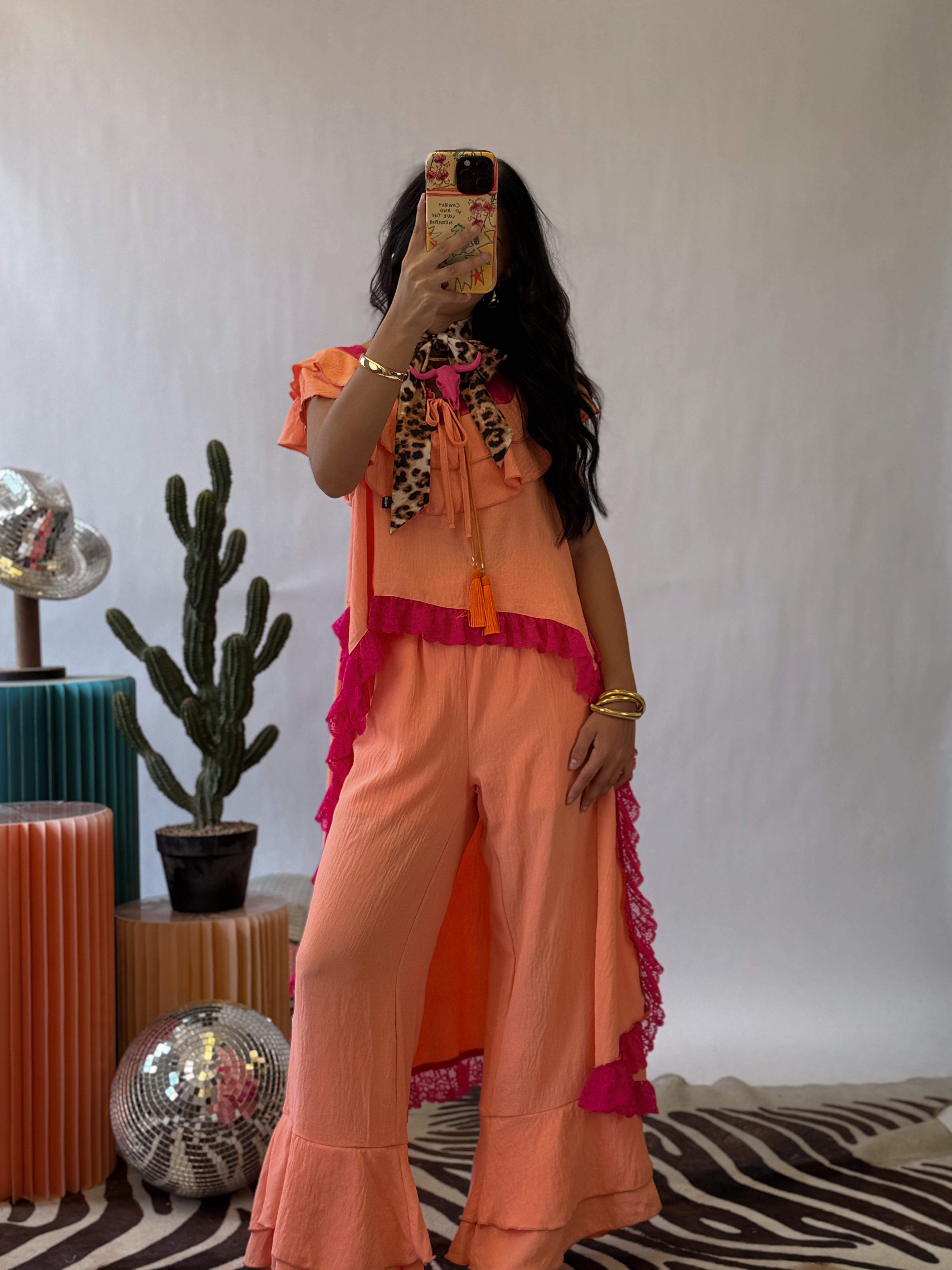 The Lumi Peach Ruffle Set